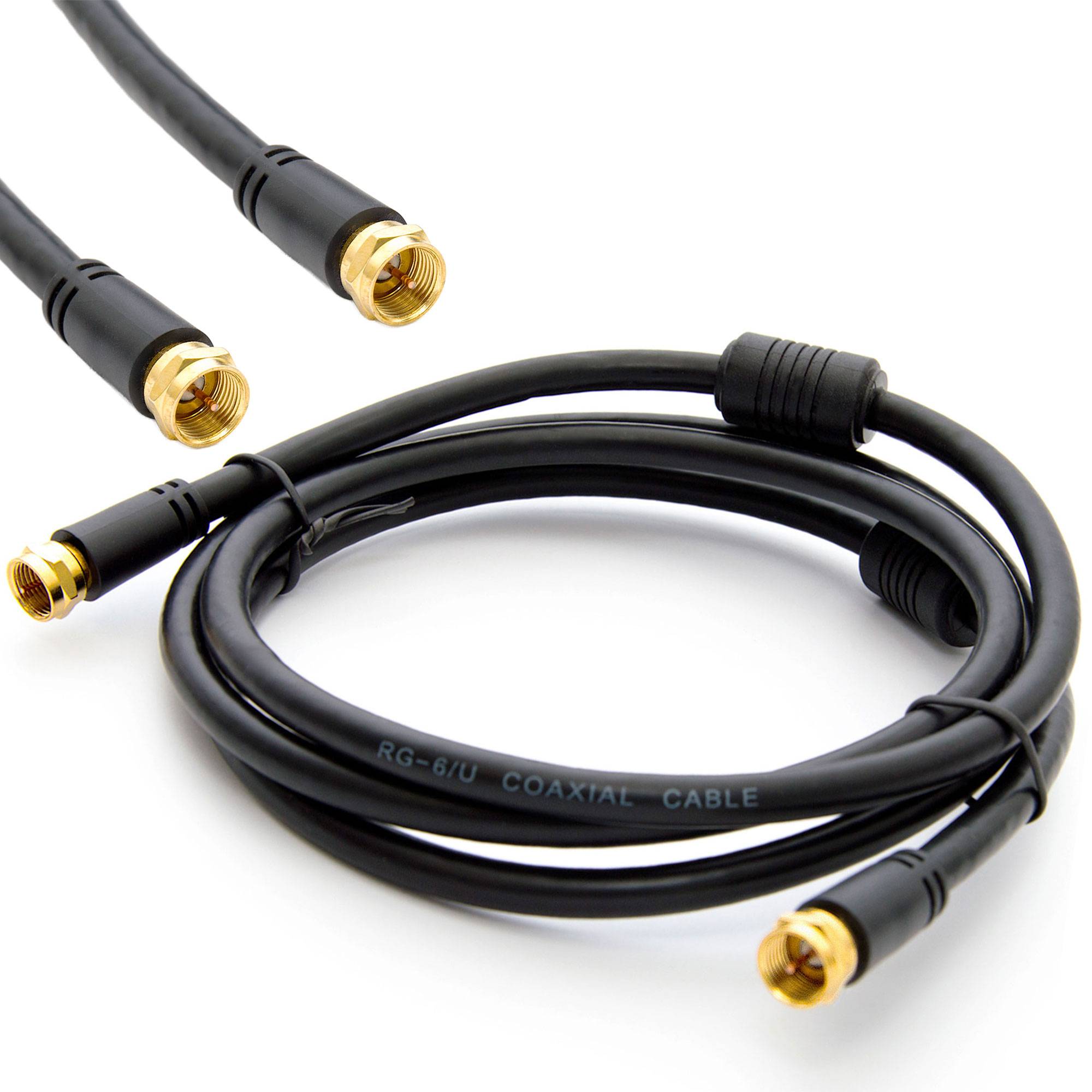 PremiumX 1,5m BASIC-LINE SAT TV Antennenkabel F-Anschlusskabel Koaxial-Kabel mit Mantelstromfilter HDTV 4K - Schwarz
