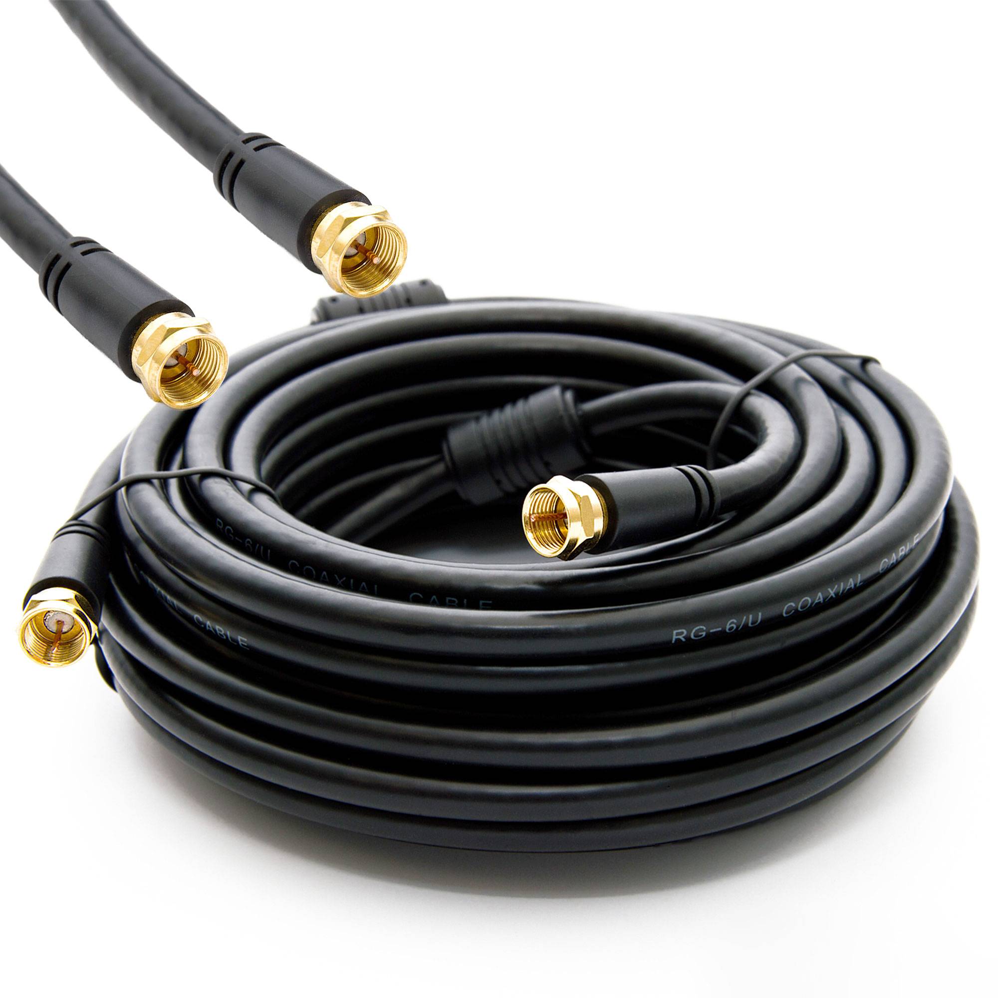 PremiumX 12,5m BASIC-LINE SAT TV Antennenkabel F-Anschlusskabel Koaxial-Kabel mit Mantelstromfilter HDTV 4K - Schwarz