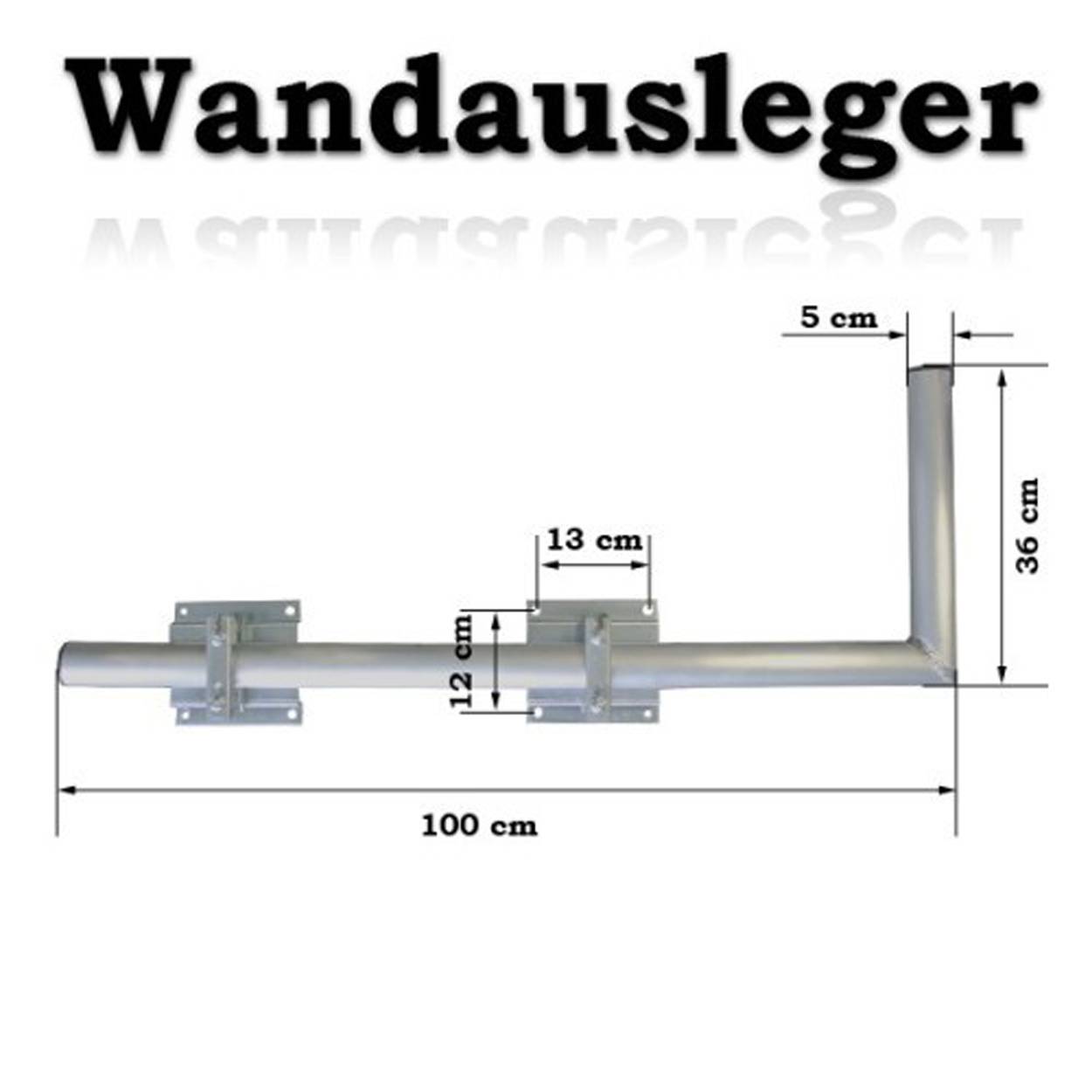 PremiumX 100cm Wandausleger SAT Halterung Aluminium Ø 50mm Rohr-Ausleger Wandabstandshalter Wand-Halter mit Doppelschellen
