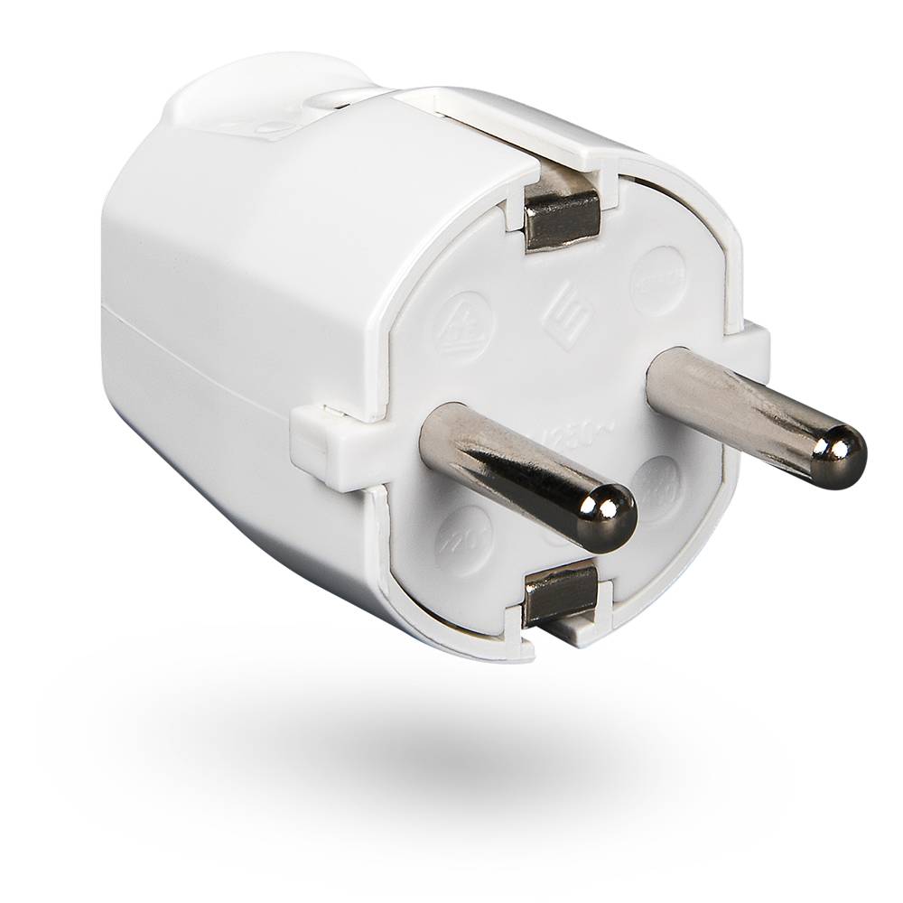 HEITECH PVC Schutzkontakt Stecker bruchsicher - Schutzkontaktstecker weiß, 250V, 16A, IP20 für Innenbereich