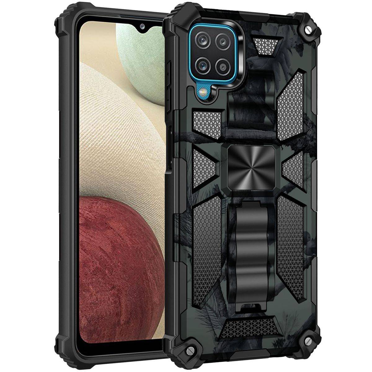 Für Samsung Galaxy A42 Camouflage Shockproof Armor TPU Schutz Tasche Hülle Cover Hellgrün