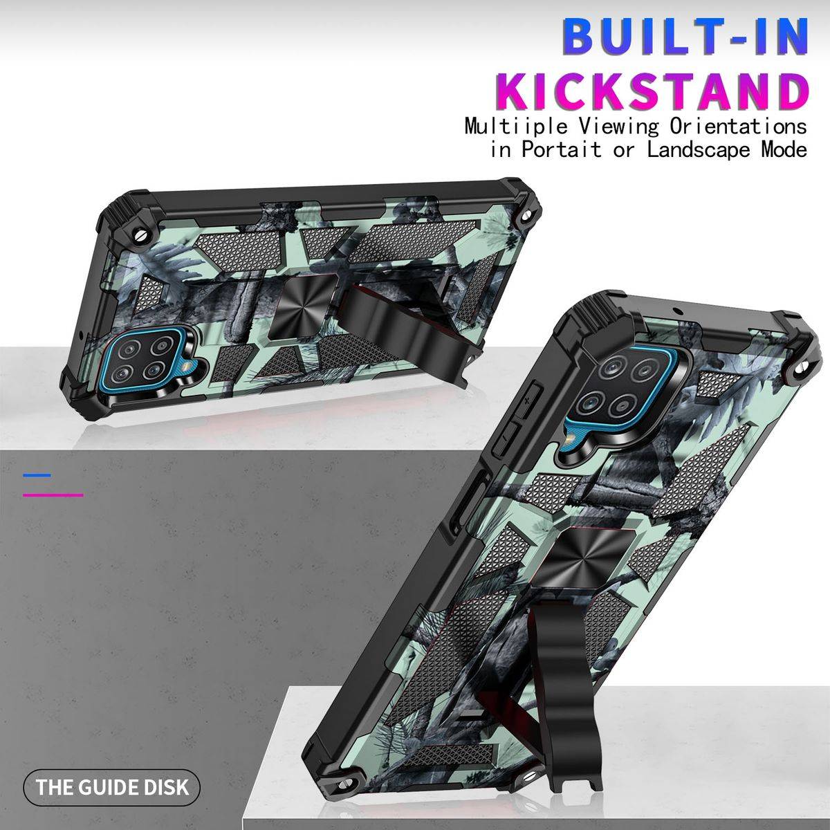 Für Samsung Galaxy A42 Camouflage Shockproof Armor TPU Schutz Tasche Hülle Cover Hellgrün