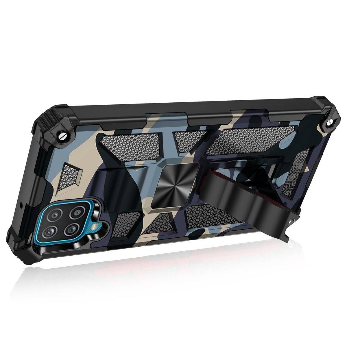 Für Samsung Galaxy A42 Camouflage Shockproof Armor TPU Schutz Tasche Hülle Cover Hellblau