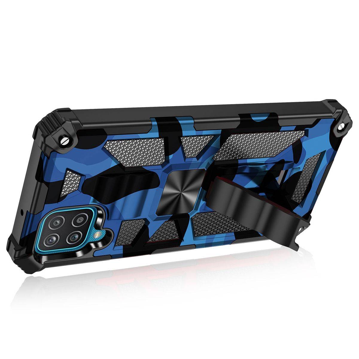 Für Samsung Galaxy A42 Camouflage Shockproof Armor TPU Schutz Tasche Hülle Cover Blau