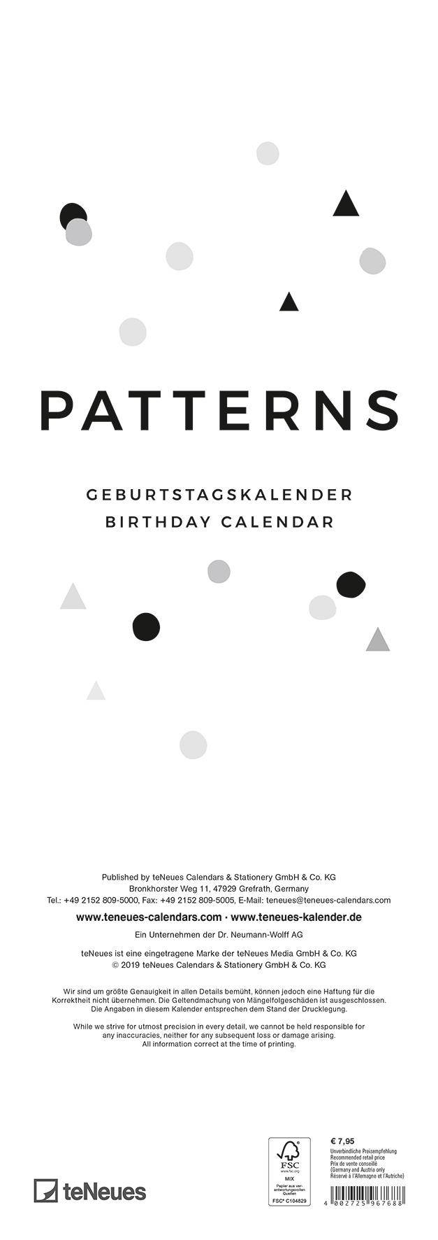 Geburtstagskalender Patterns Birthday Calendar