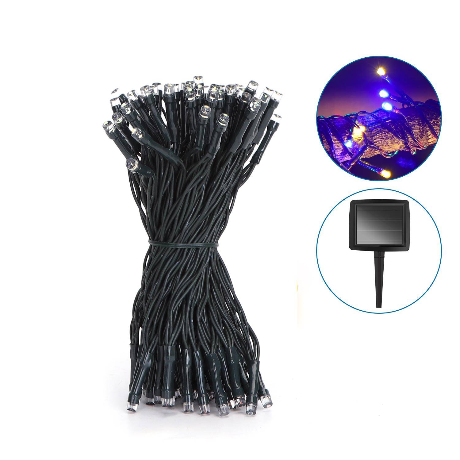 LED-Solar-Lichterkette, 100, multicolor