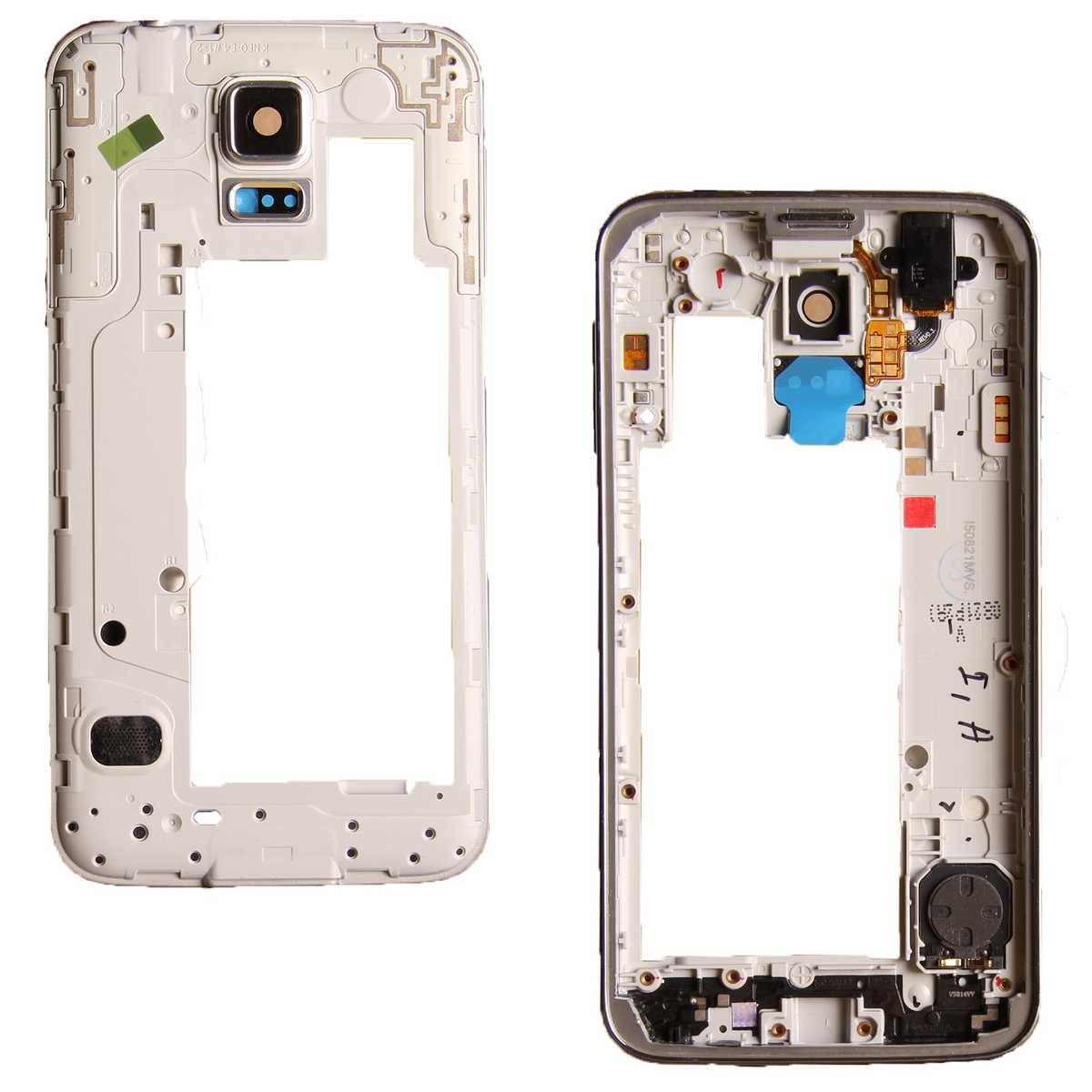 Mittelrahmen für Samsung Galaxy S5 Neo G903f in silber inkl. Kopfhörerbuchse, Lautsprecher, Laut/Leise Flex, Kameraglas und Powertaste