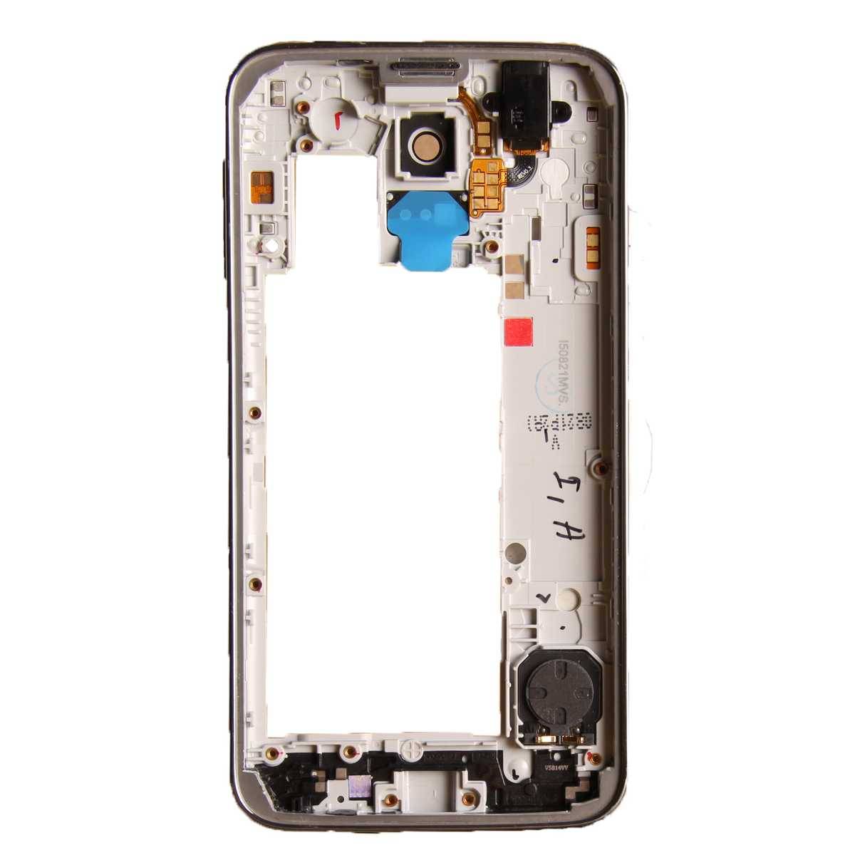 Mittelrahmen für Samsung Galaxy S5 Neo G903f in silber inkl. Kopfhörerbuchse, Lautsprecher, Laut/Leise Flex, Kameraglas und Powertaste