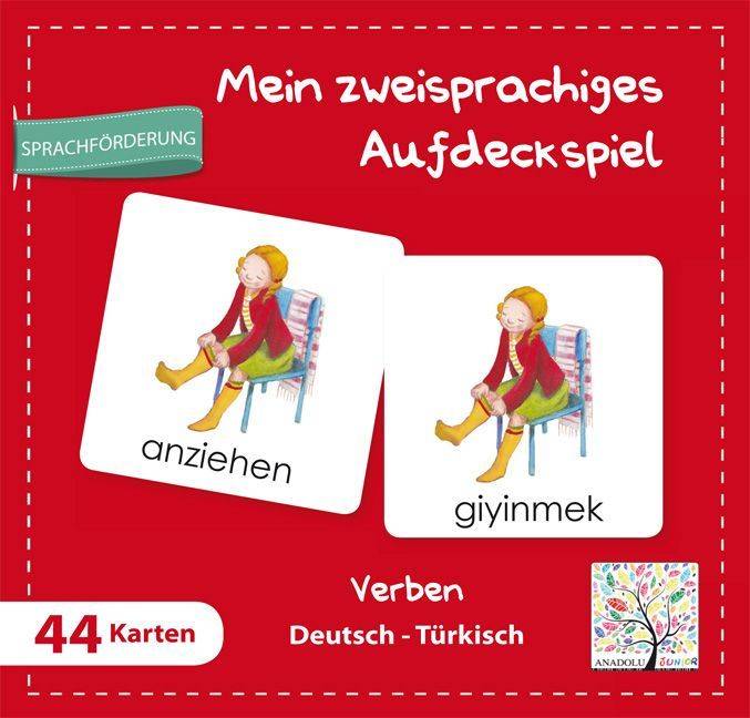 Mein zweisprachiges Aufdeckspiel, Verben Deutsch-Türkisch (Kinderspiel) Deutsch-Türkisch, Mein zweisprachiges Aufdeckspiel, 44 Karten, Sprachförder
