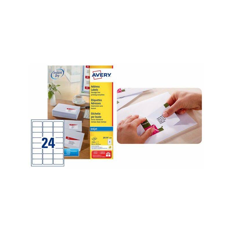 AVERY Etiquette d'adresse jet d'encre, 63,5 x 33,9 mm, blanc