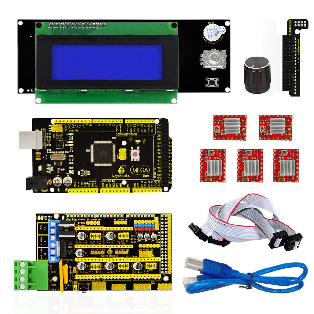 Keyestudio 3D Printer Kit for Arduino Mega 2560 (RAMPS 1.4 + A4988 + 2004 LCD)