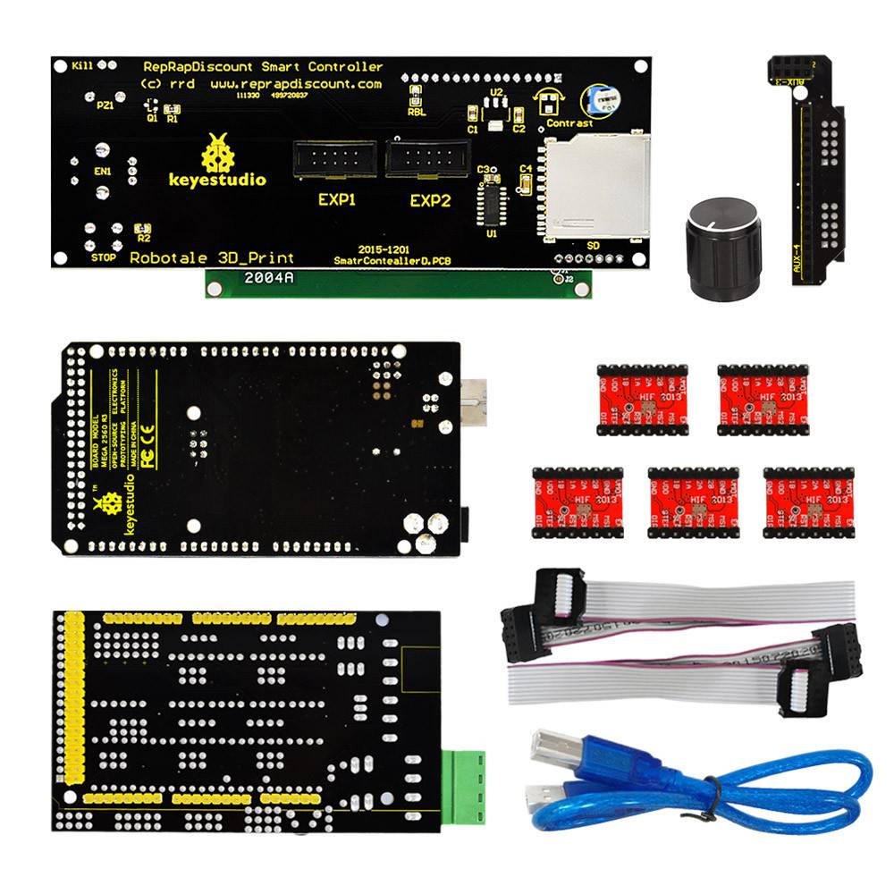 Keyestudio 3D Printer Kit for Arduino Mega 2560 (RAMPS 1.4 + A4988 + 2004 LCD)