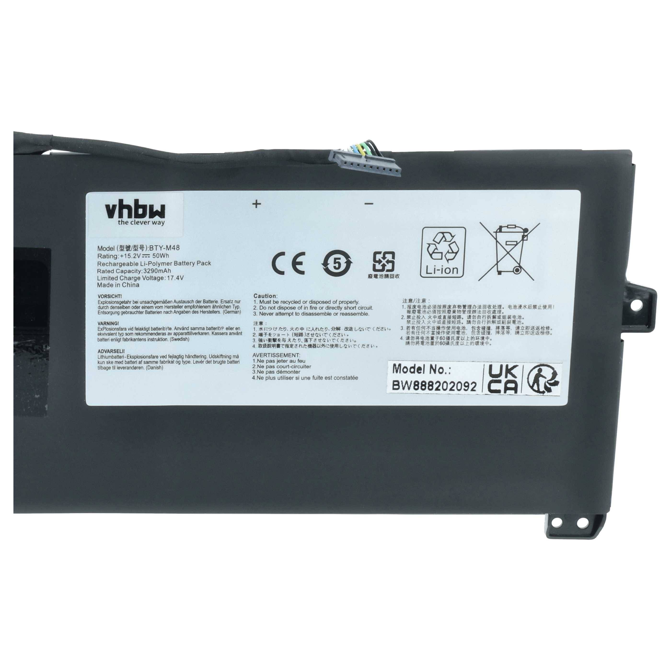 vhbw Akku kompatibel mit MSI PS42 Modern 8RA, PS42 Modern 8RA-022es Notebook (3250mAh, 15,2V, Li-Polymer)