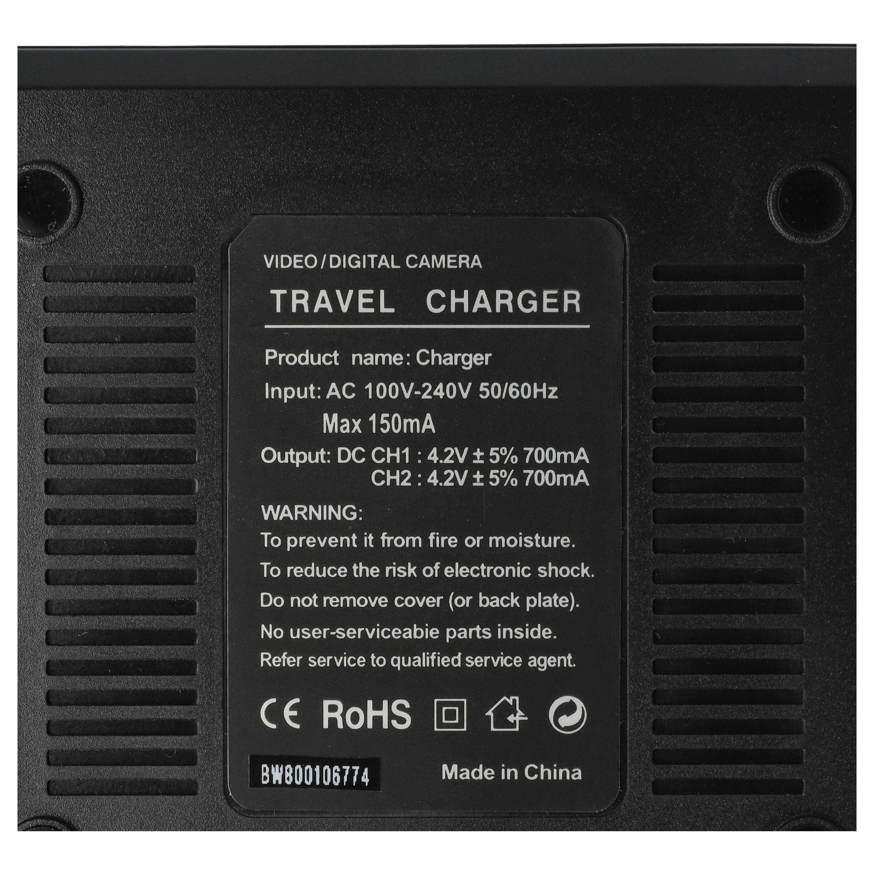 vhbw Dual Ladegerät kompatibel mit Canon Digital Ixus 110 is, 115 HS, 117 HS, 100 IS Kamera Camcorder/Akku - Ladeschale, Ladeanzeige, 4.2/8.4 V