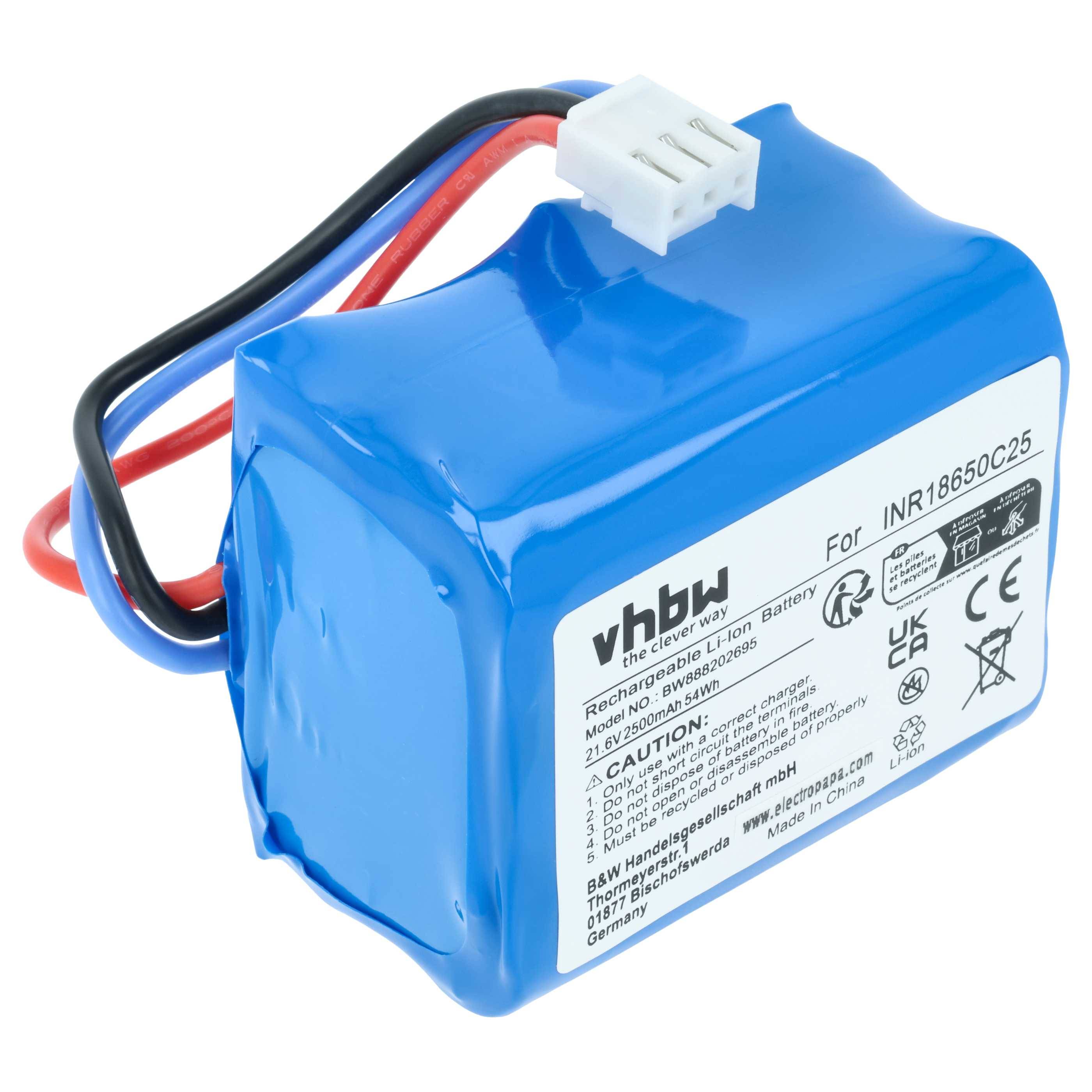 vhbw Akku kompatibel mit Philips SpeedPro FC6725, FC6726/01, FC6725/01, FC6726 Staubsauger (2500 mAh, 21,6 V, Li-Ion)