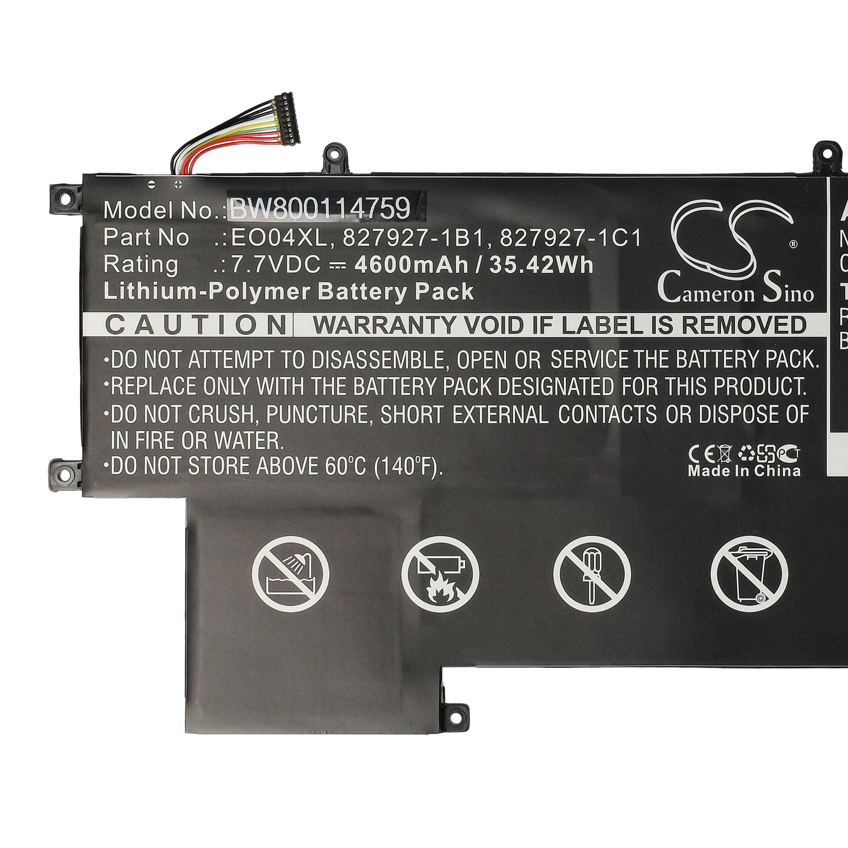 vhbw Akku Ersatz für HP 827927-1C1, 828226-005, 827927-1B1, E004XL, EO04XL für Notebook (4600 mAh, 7,7 V, Li-Polymer)