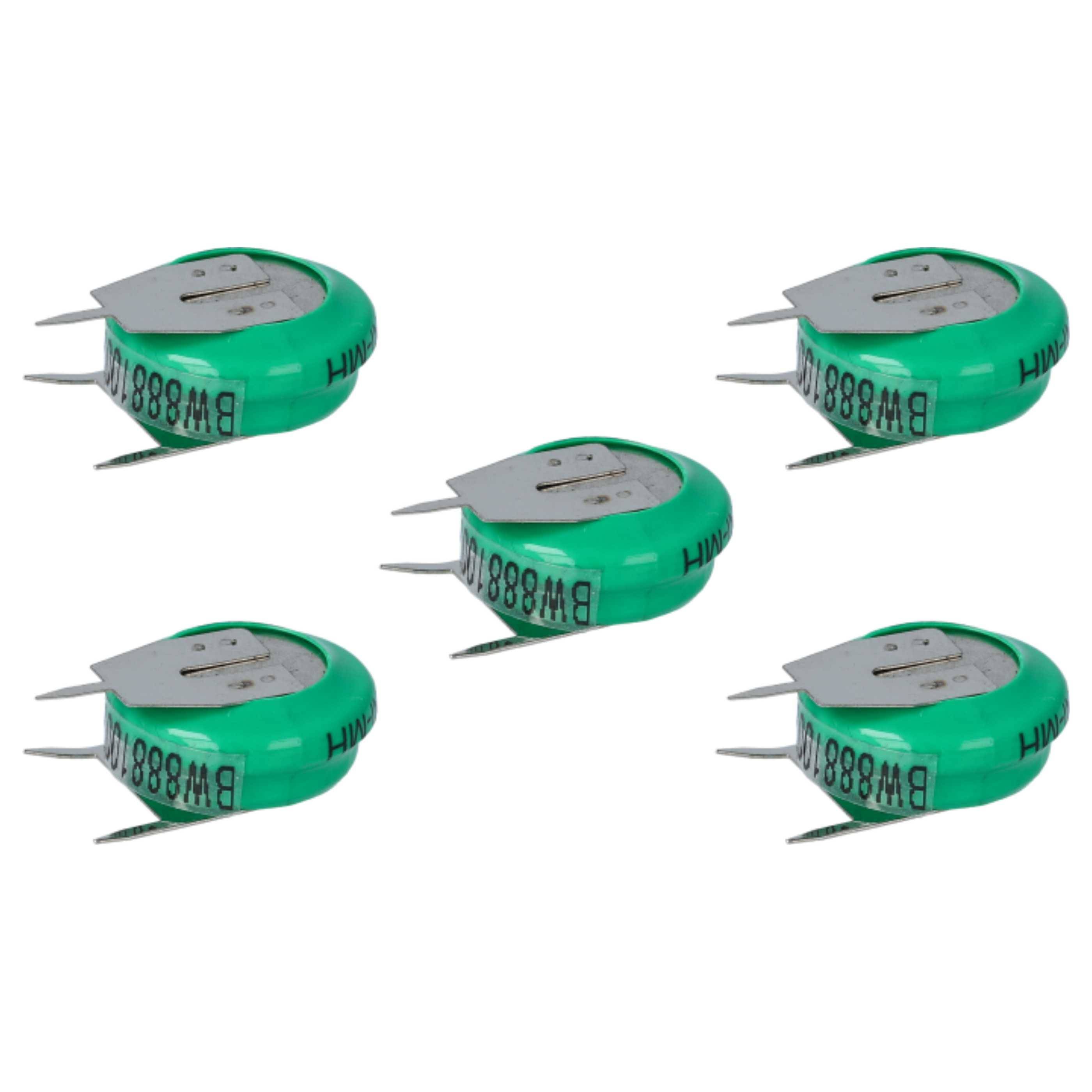 vhbw 5x NiMH Ersatz Knopfzellen-Akku Typ V80H 3-Pins 80mAh 1,2V | kompatibel mit Modellbau-Akkus, Solar-Leuchten uvm.