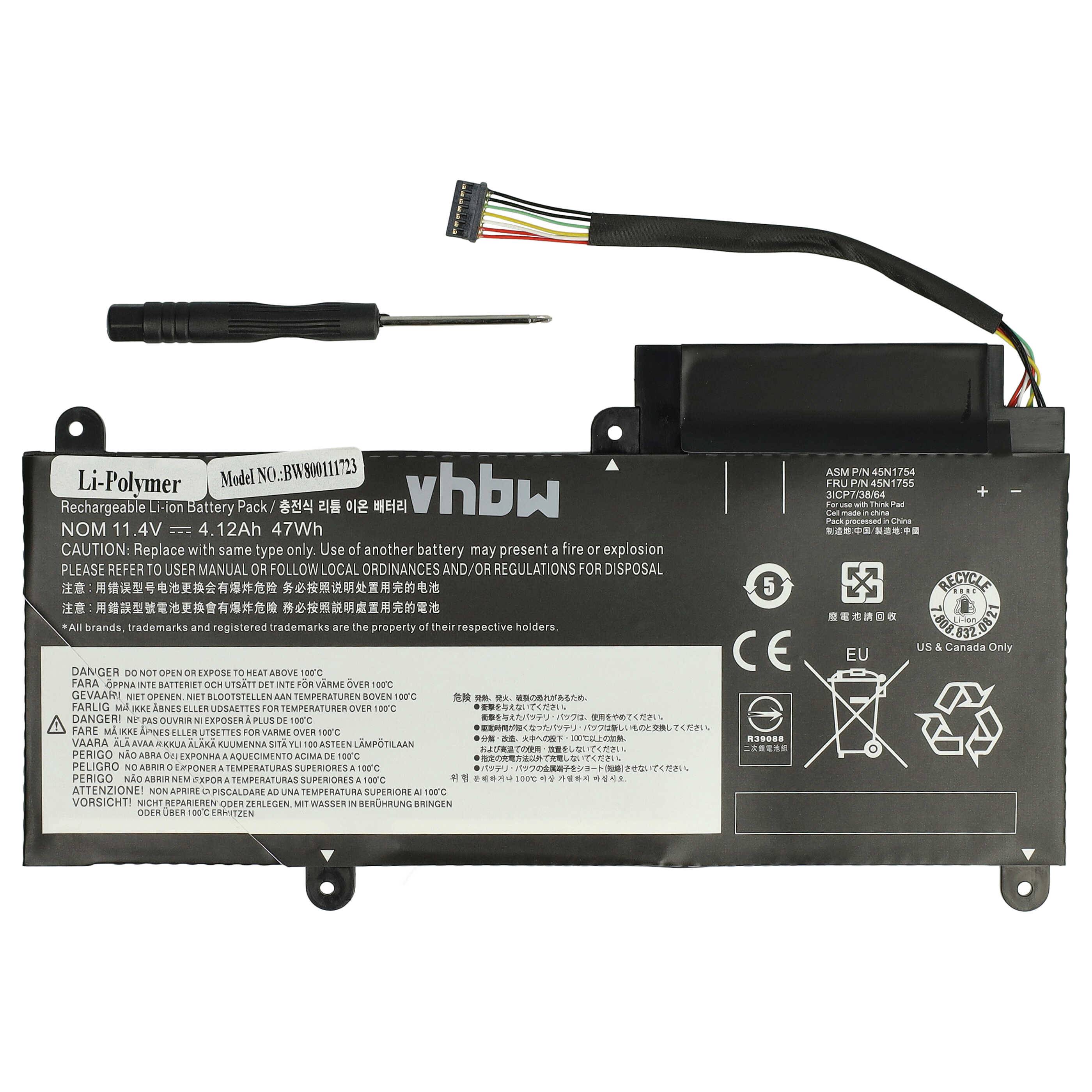 vhbw Akku kompatibel mit Lenovo ThinkPad T470p (20HDA01VCD), T470p (20J6A012CD) Notebook (4120 mAh, 11,4 V, Li-Polymer)