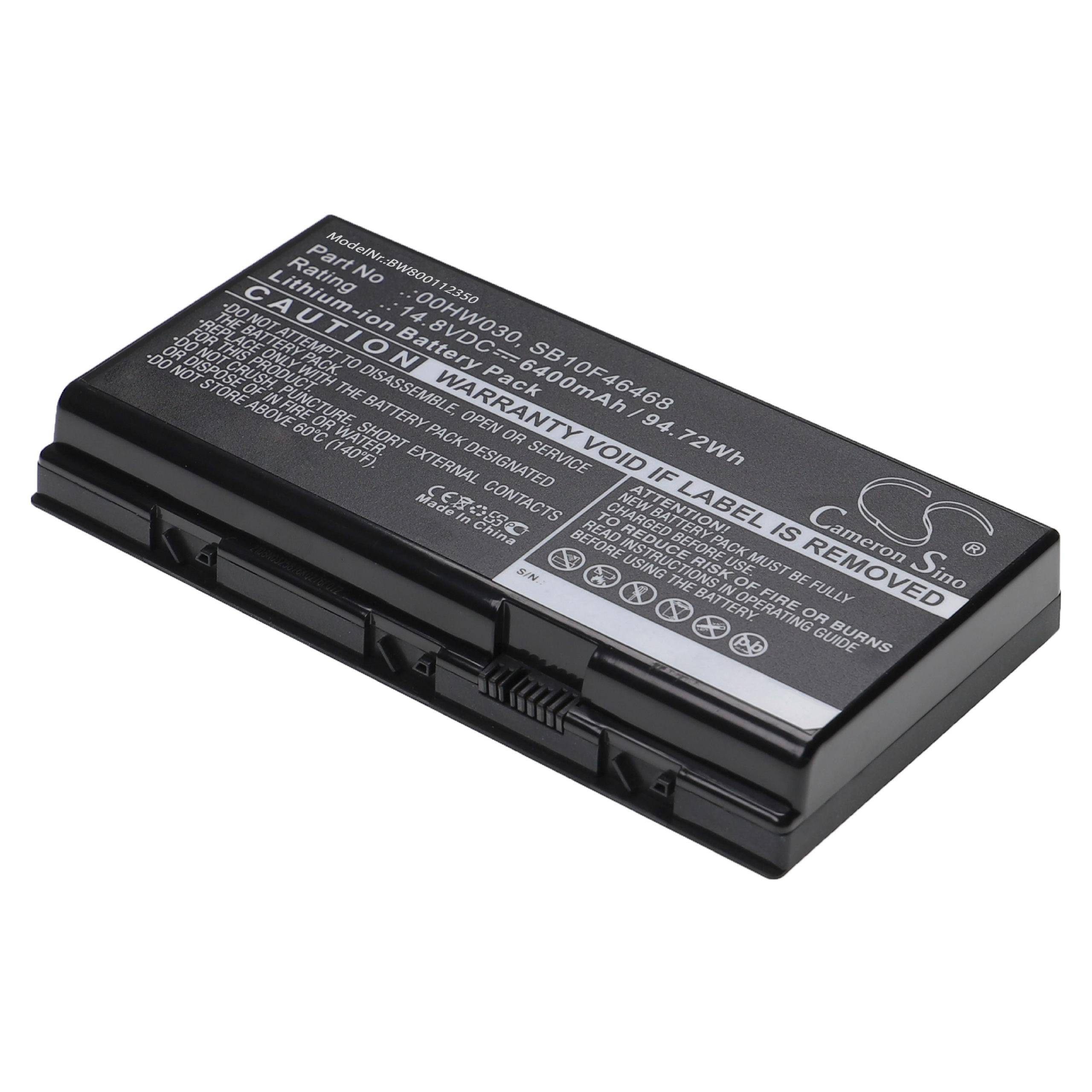 vhbw Akku kompatibel mit Lenovo ThinkPad P70 (20ERA007CD), P70 Mobile Workstation, P70 (20ES/20ER) Notebook (6400 mAh, 14,8 V, Li-Ion)