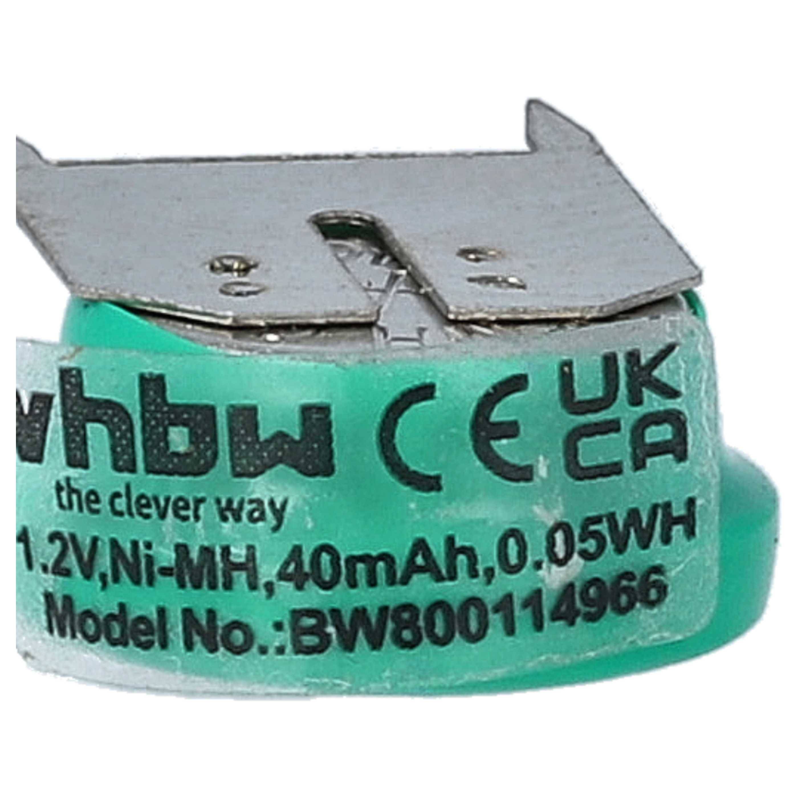 vhbw 5x NiMH Ersatz Knopfzellen-Akku Typ V40H 3-Pins 40mAh 1,2V | kompatibel mit Modellbau-Akkus, Solar-Leuchten uvm.