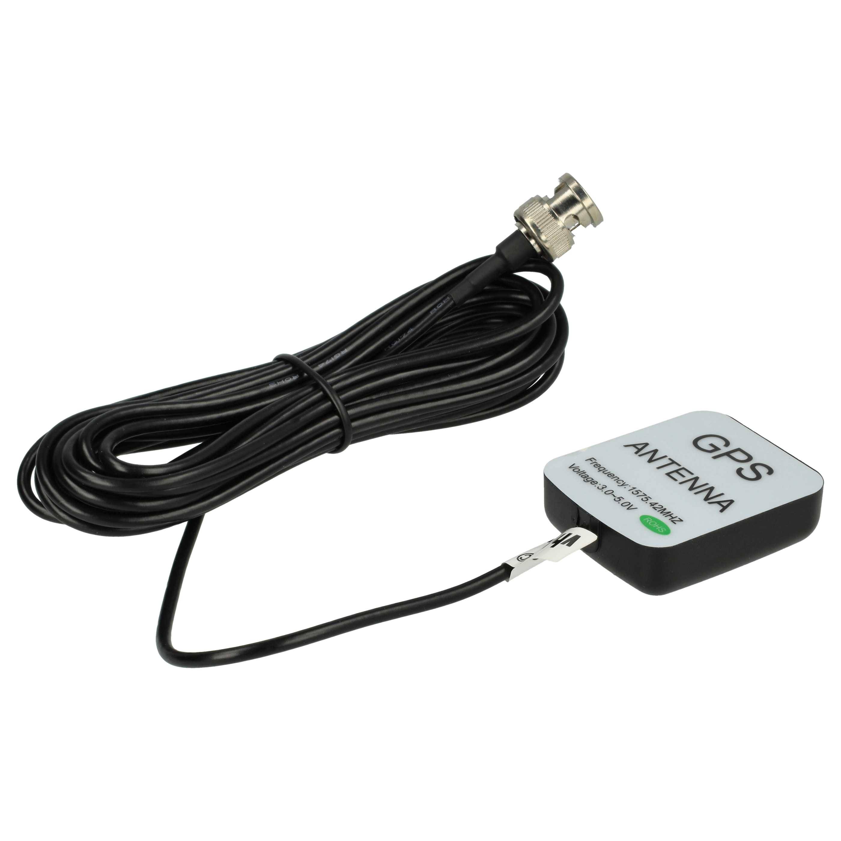 vhbw GPS Antenne kompatibel mit Garmin GPSMap 178C, 185 Sounder, 182C, 180, 182 Navi mit BNC-Anschluss - Magnetfuß, 5 m, Schwarz