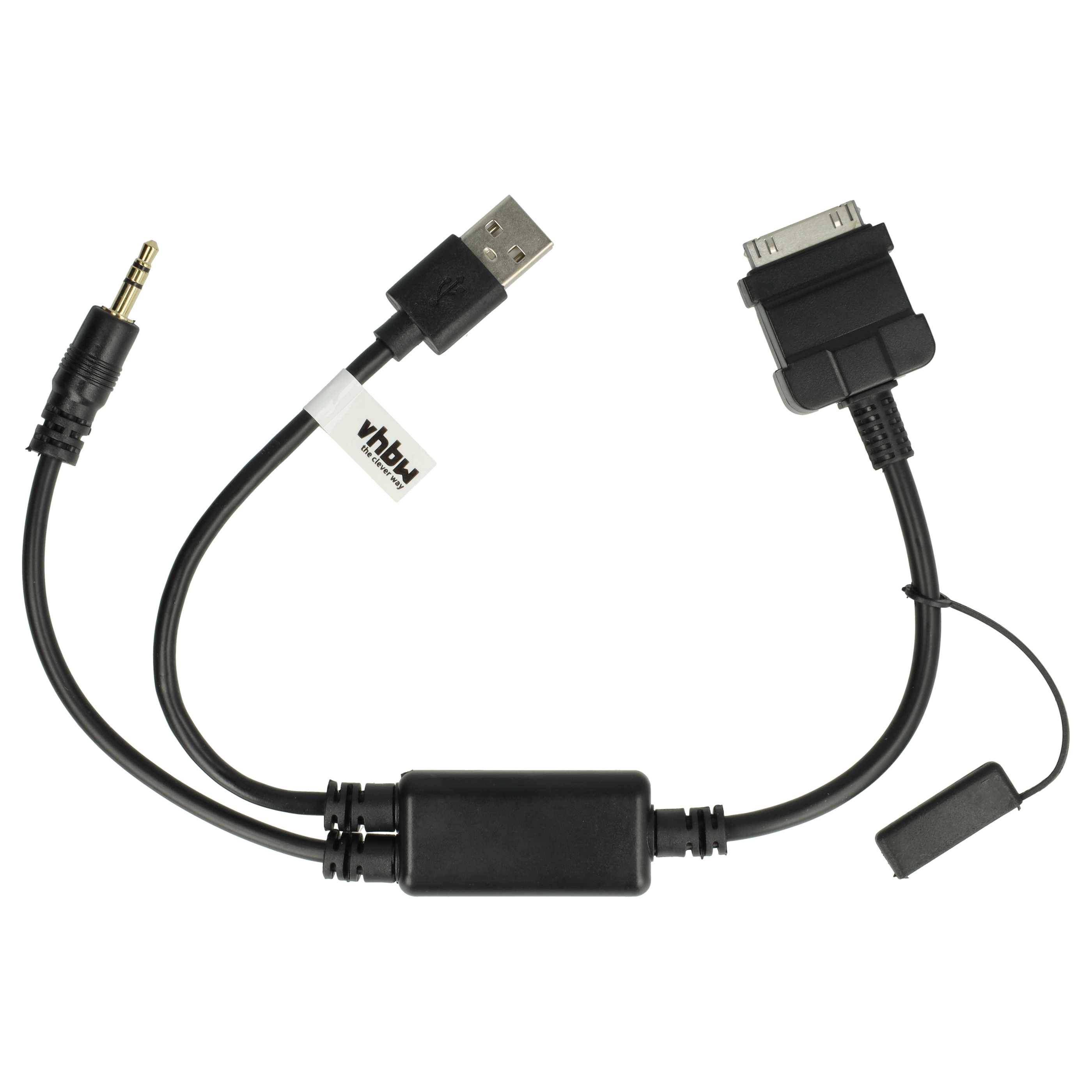 vhbw KFZ Audio Kabel kompatibel mit BMW X1 Auto, Fahrzeug - Y-Adapter, 350 cm Schwarz