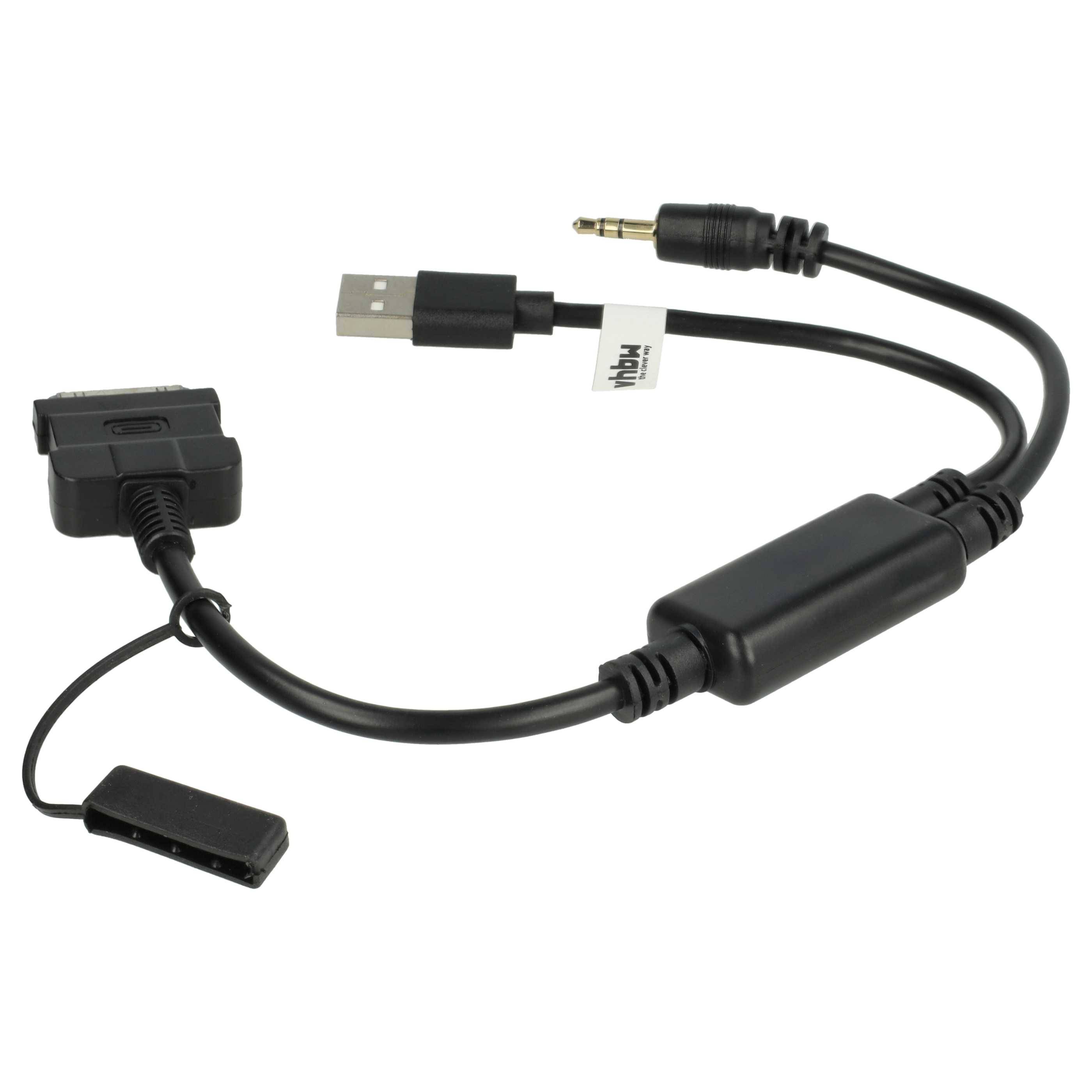 vhbw KFZ Audio Kabel kompatibel mit BMW X1 Auto, Fahrzeug - Y-Adapter, 350 cm Schwarz