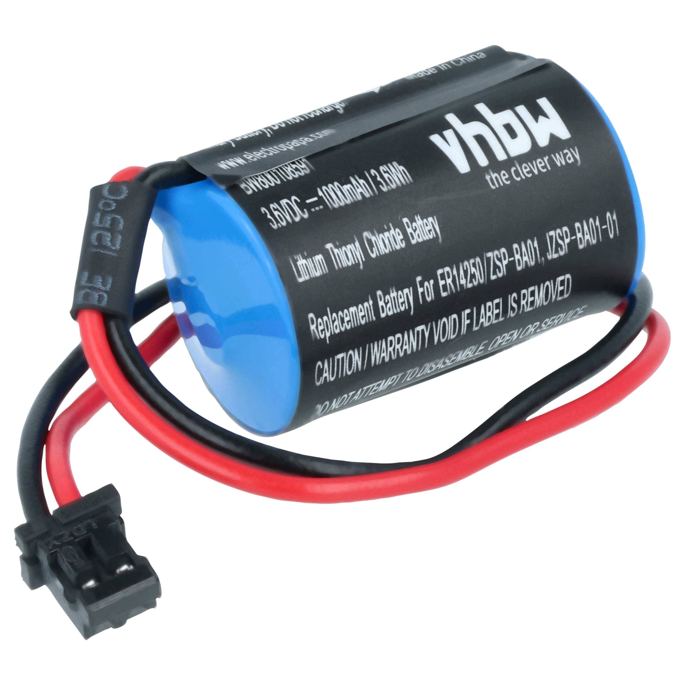 Eine blaue zylindrische Batterie mit der Aufschrift 