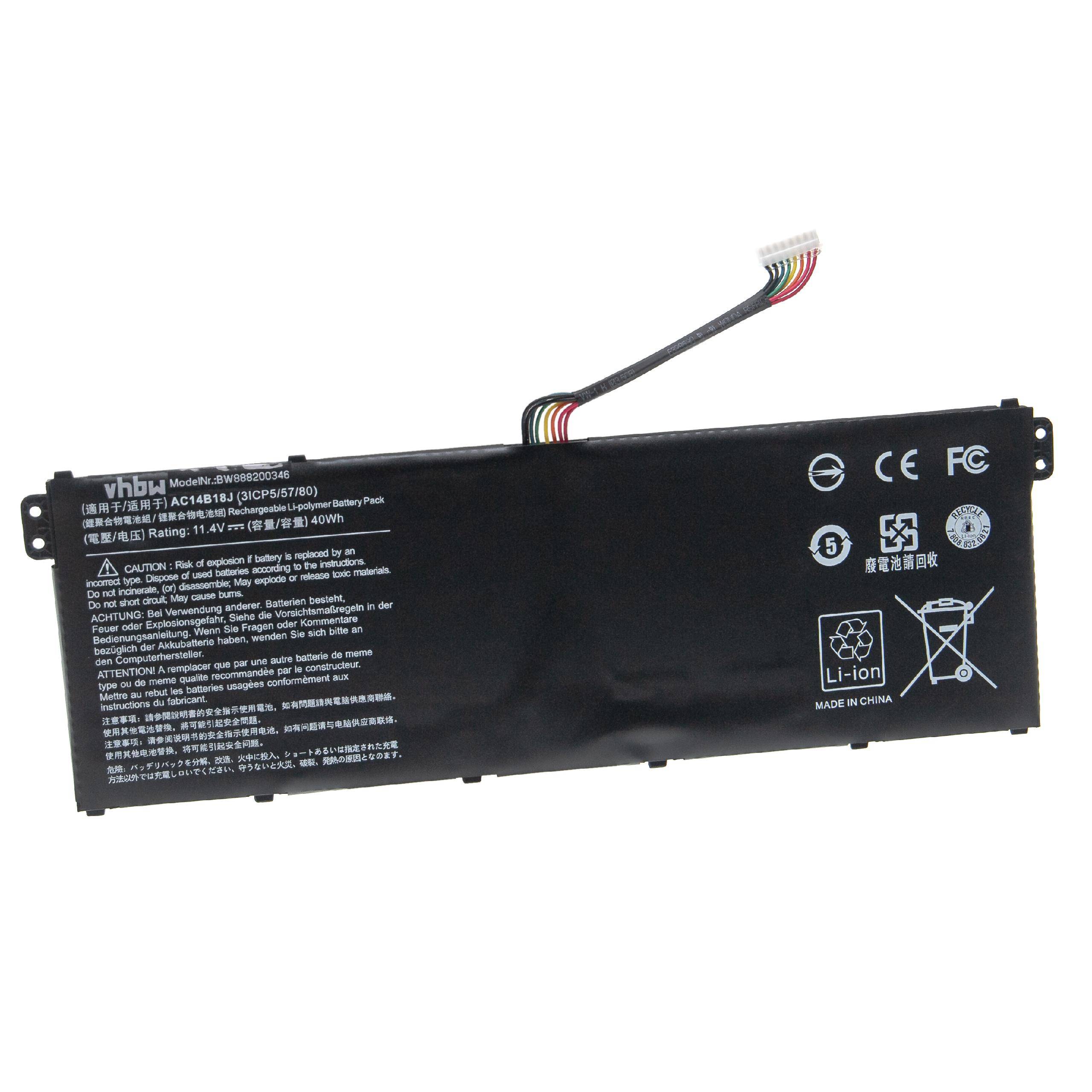 vhbw 1x Akku kompatibel mit Acer Aspire ES1-533-C27U, ES1-533-C2UM, ES1-533-C3A1 Notebook (3500 mAh, 11,4 V, Li-Polymer)