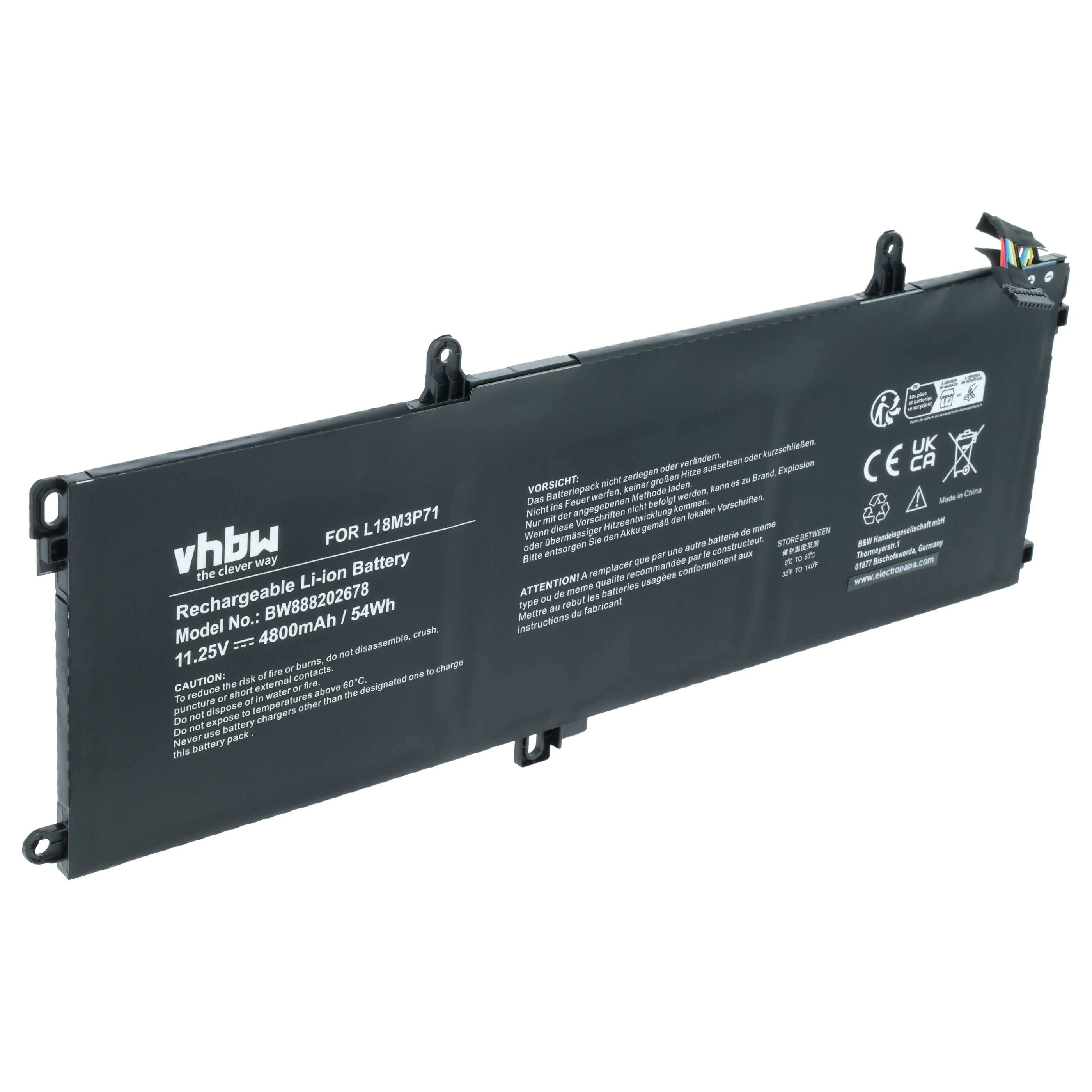 vhbw Akku kompatibel mit Lenovo ThinkPad T14 Gen 1 (20UD006BGE), T14 Gen 1 (20UDS17S00) Notebook (4800 mAh, 11,25 V, Li-Polymer)