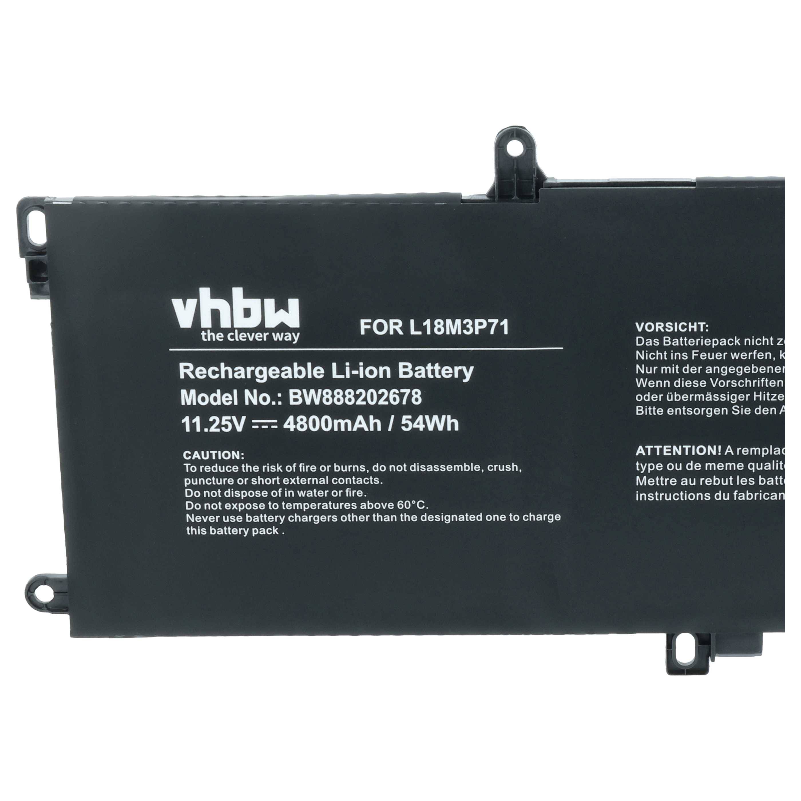 vhbw Akku kompatibel mit Lenovo ThinkPad T14 Gen 1 (20UD006BGE), T14 Gen 1 (20UDS17S00) Notebook (4800 mAh, 11,25 V, Li-Polymer)