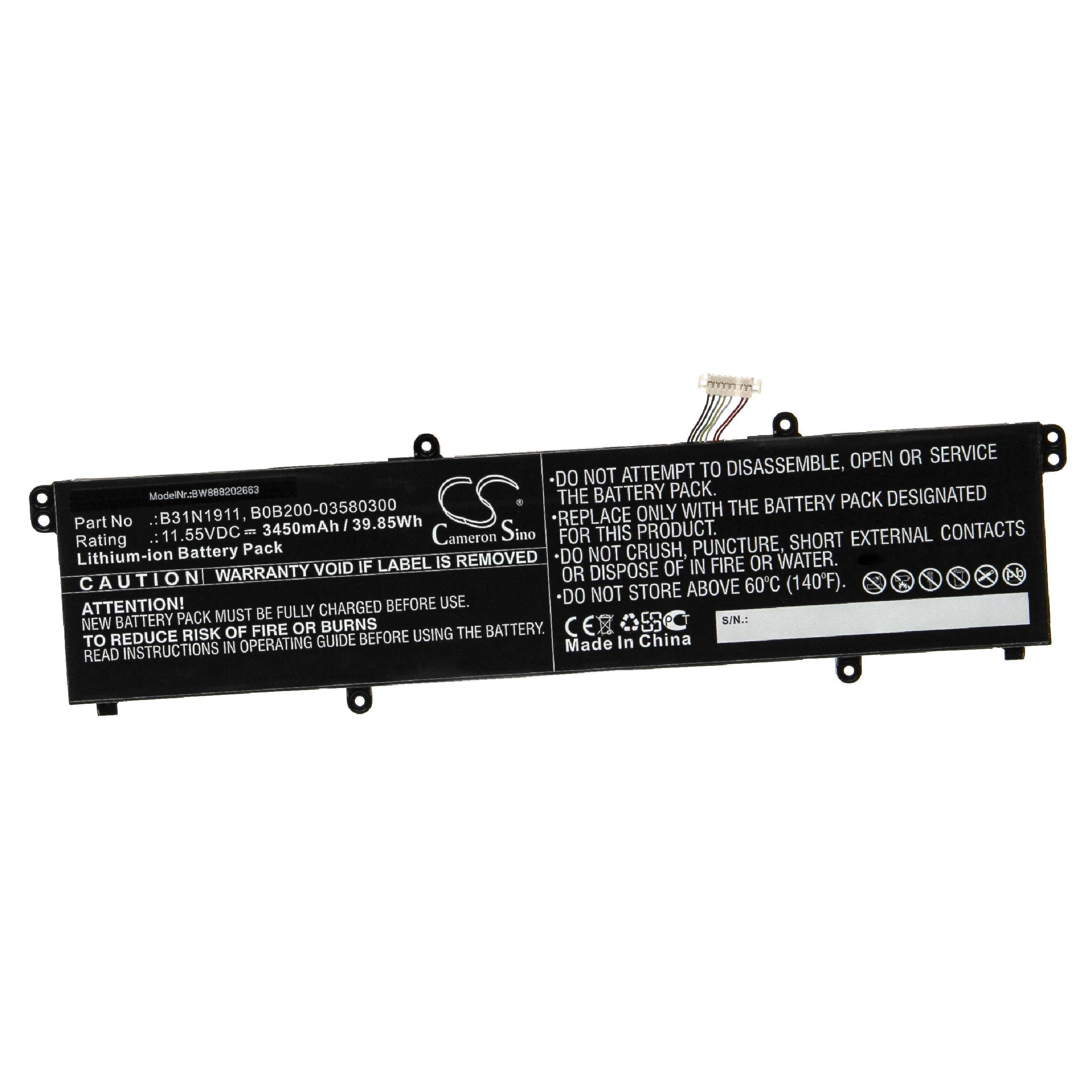 vhbw Akku kompatibel mit Asus VivoBook Flip 14 TM420IA-EC172T, Flip 14 TM420IA-EC202TS Notebook (3450 mAh, 11,55 V, Li-Ion)