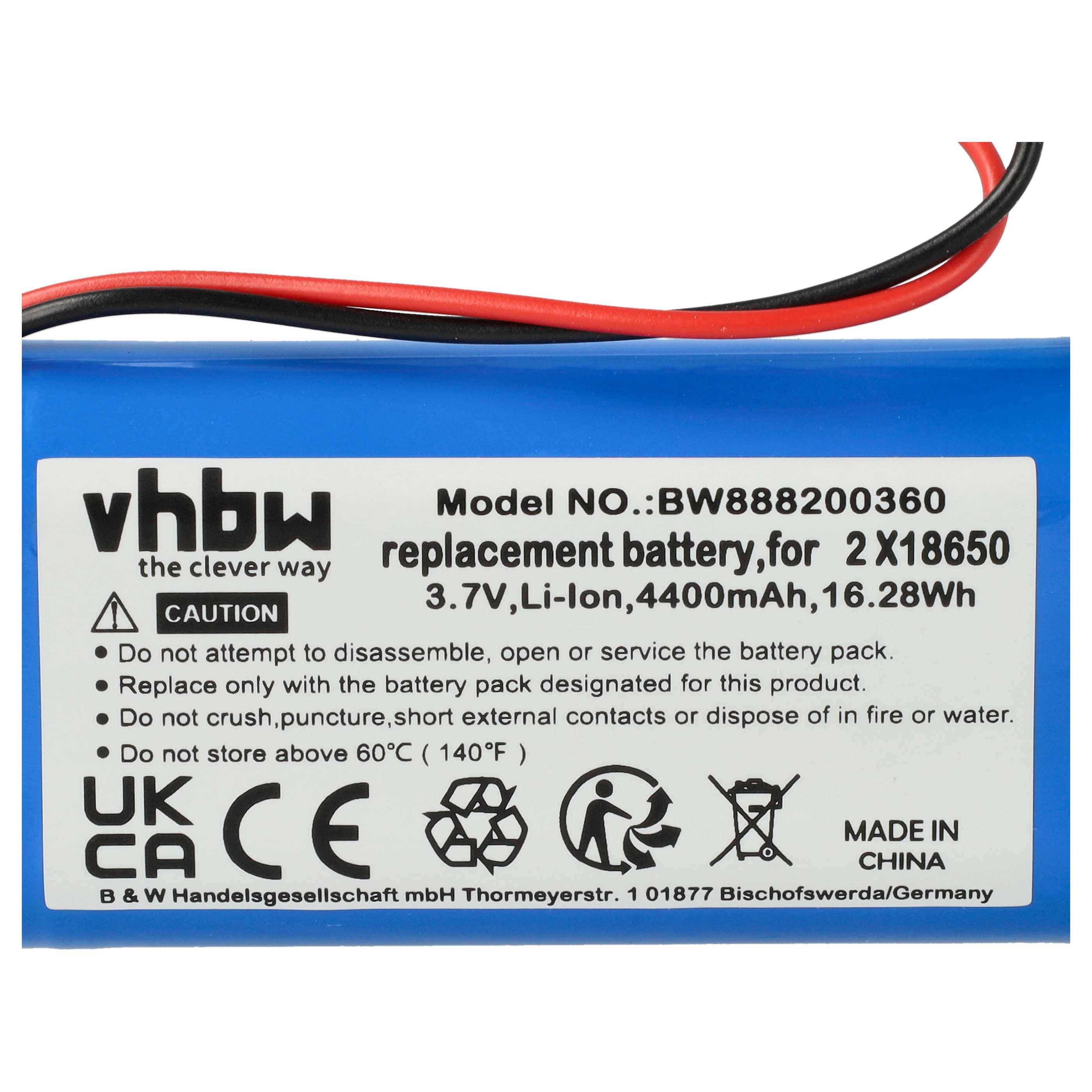 vhbw Akku kompatibel mit Stilosa Tischlampe, Nachttischlampe (4400 mAh, 3,7 V, Li-Ion)