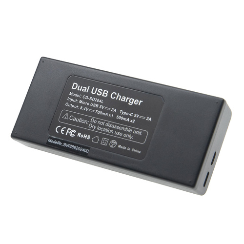 vhbw Dual USB/Micro-USB Akkuladegerät kompatibel mit Sony DSR-PD150, DSR-PD150P Digitalkamera Camcorder Action Cam-Akku - Ladeschale