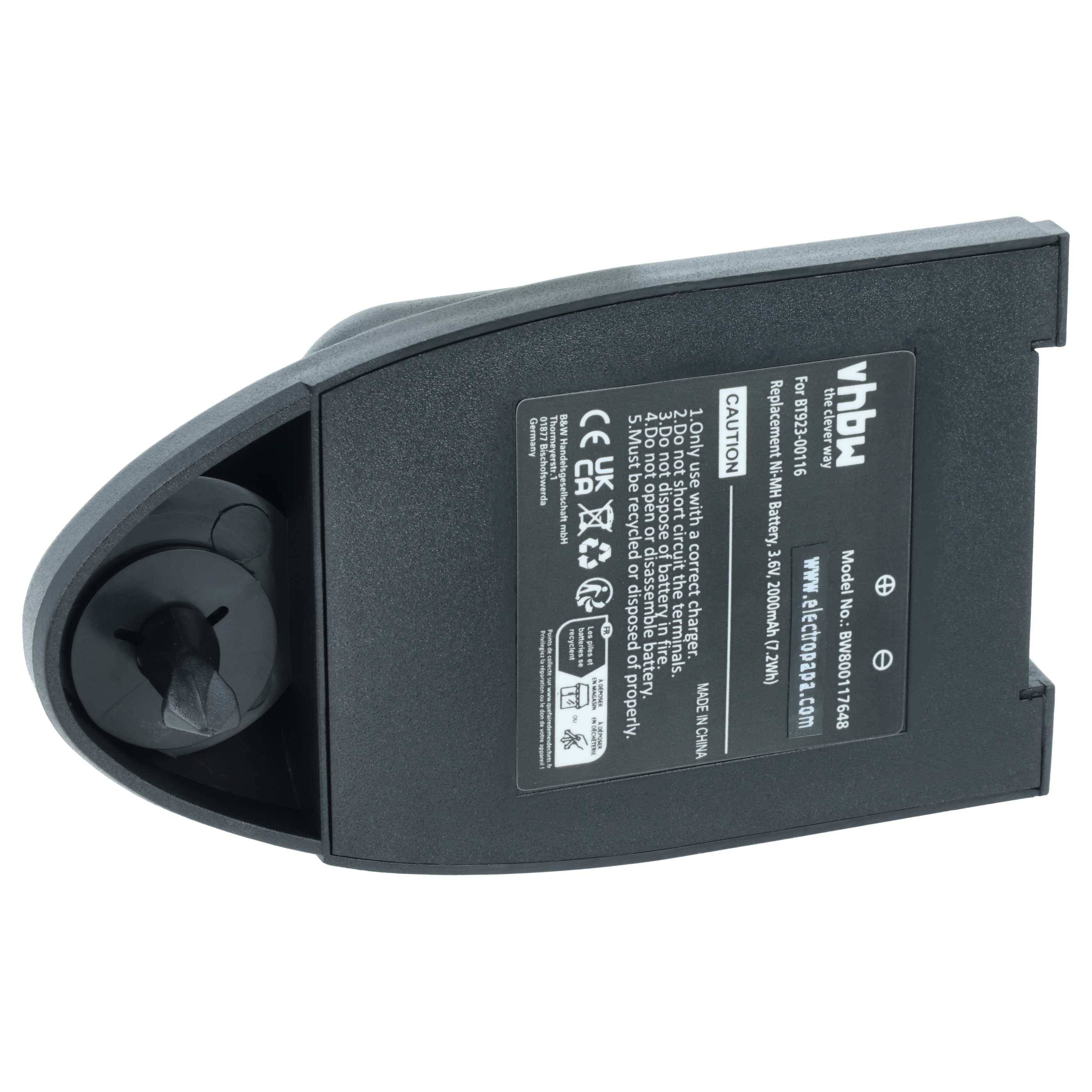 vhbw Akku Ersatz für Laird BT923-00116, BAT-0000327 für Industrie-Funkfernsteuerung Fernbedienung (2000 mAh, 3,6 V, NiMH) - Schwarz