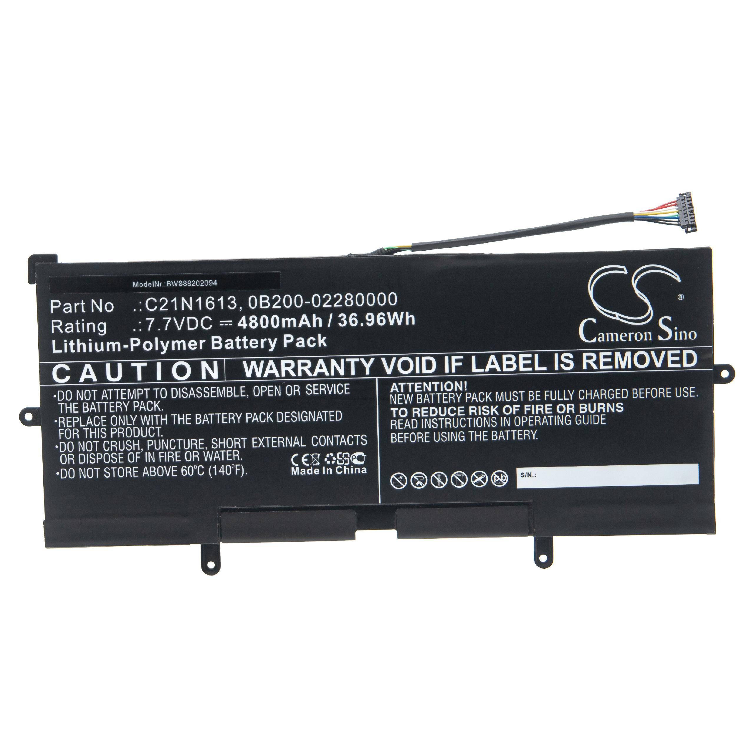 vhbw Akku kompatibel mit Asus Chromebook Flip C302CA-GU001, C302CA-F6Y30, C302CA-GU003 Notebook (4800 mAh, 7,7 V, Li-Polymer)