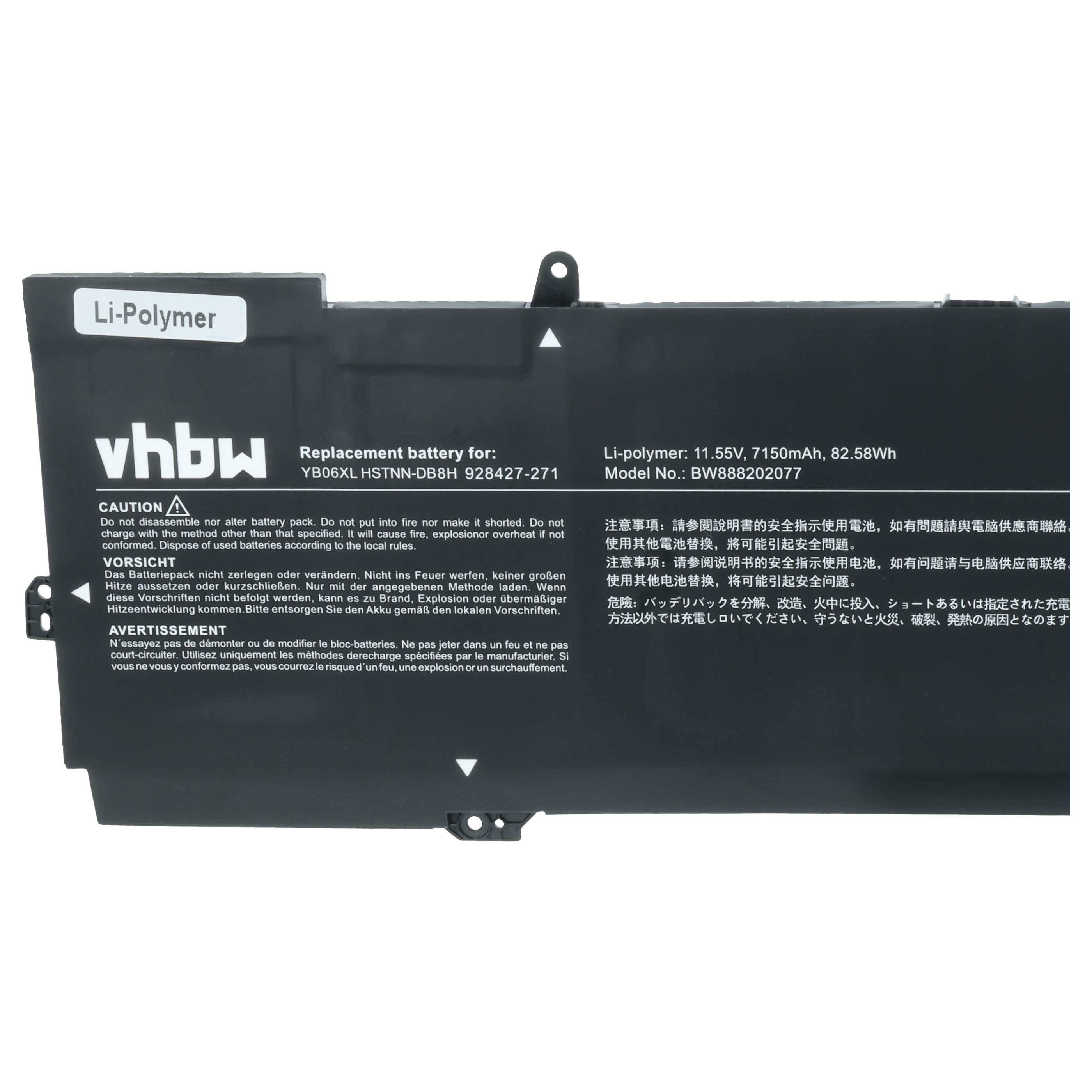 vhbw Akku kompatibel mit HP Spectre X360 15-CH012NR, X360 15-CH013TX, X360 15-CH012NF Notebook (7150 mAh, 11,55 V, Li-Polymer)