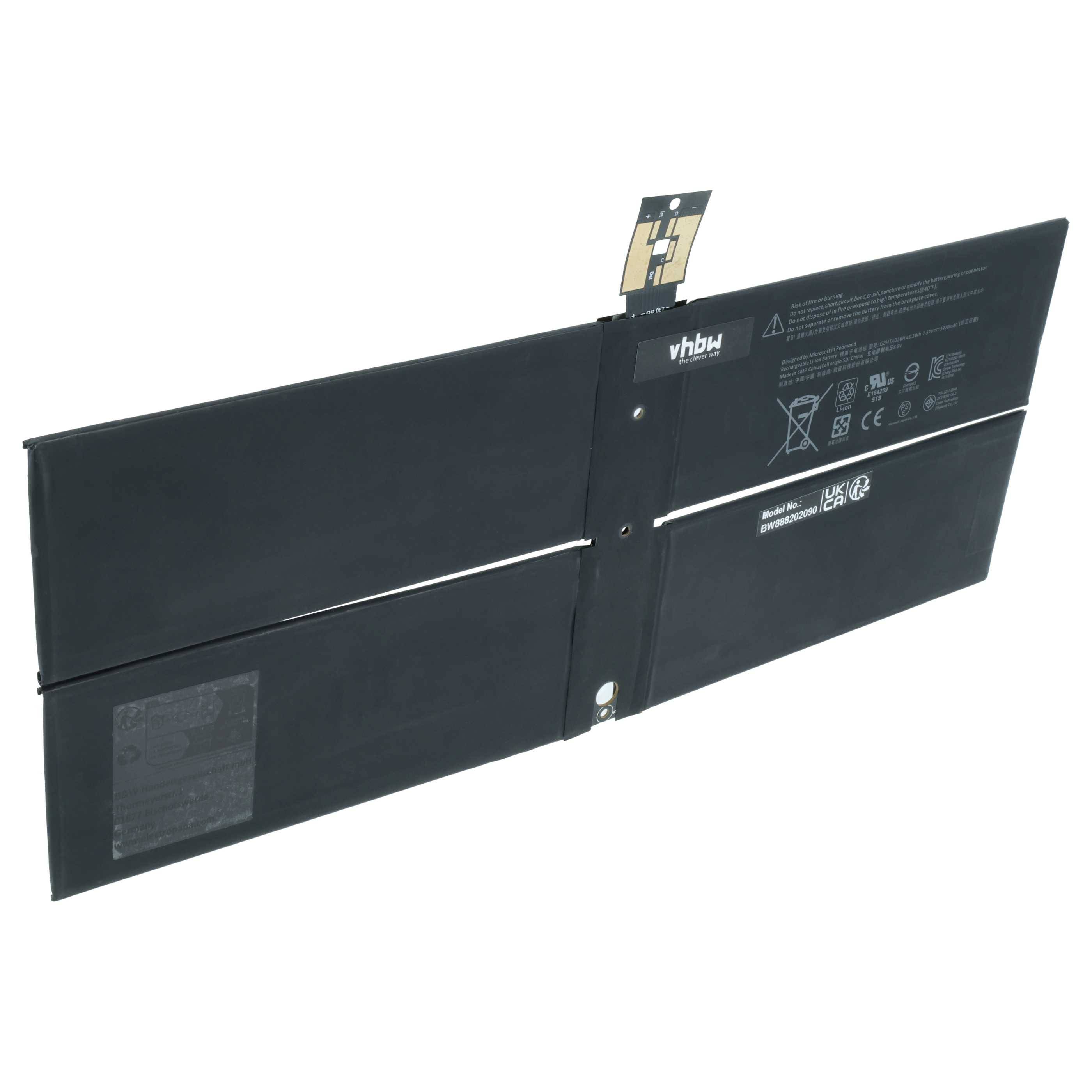 vhbw Akku Ersatz für Microsoft DYNK01, G3HTA036H für Notebook (5900 mAh, 7,57 V, Li-Polymer)