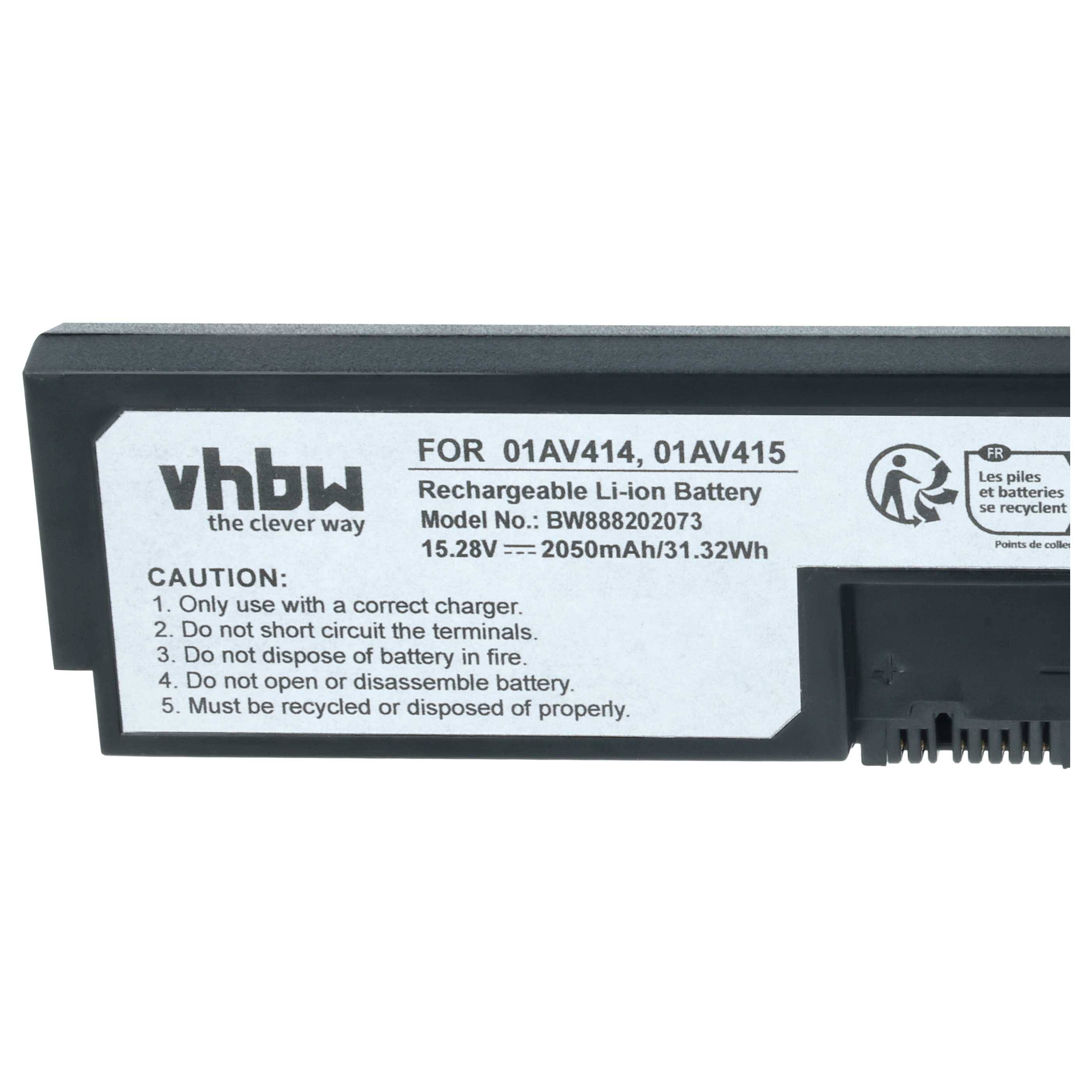 vhbw Akku kompatibel mit Lenovo ThinkPad E570 (20H5005PCD), E570, E570 (20H5005ECD) Notebook (2050 mAh, 15,28 V, Li-Ion)