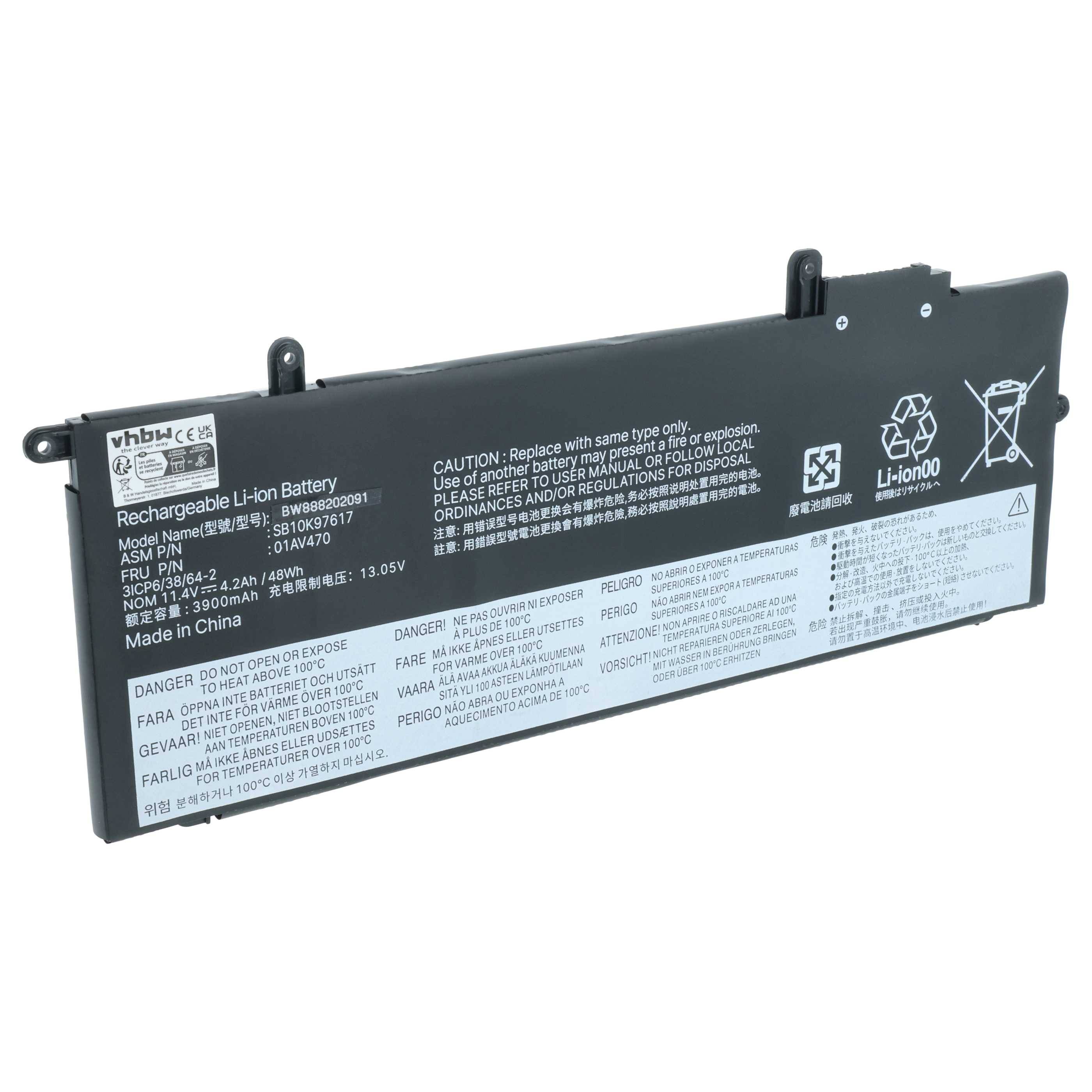 vhbw Akku kompatibel mit Lenovo ThinkPad X280 (20KFA001CD), X280 (20KFA002CD) Notebook (4050 mAh, 11,46 V, Li-Polymer)