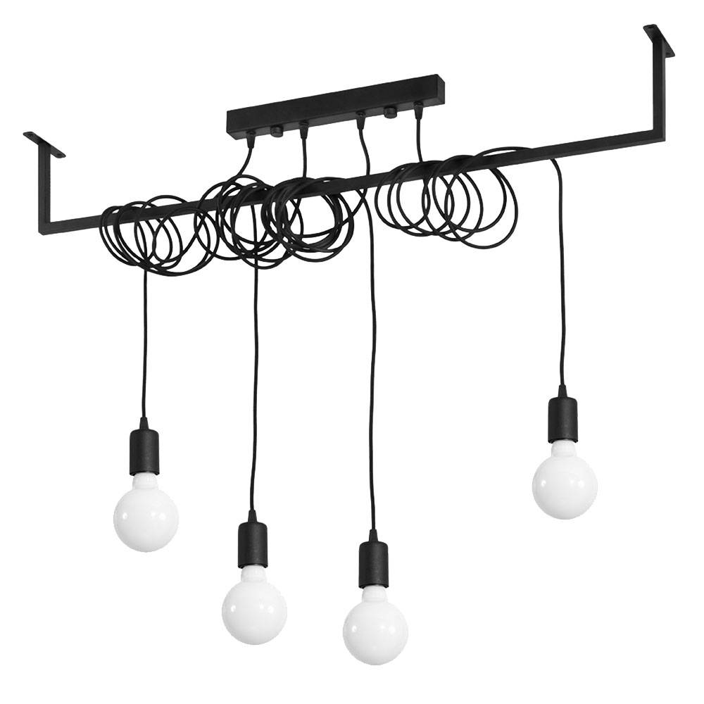 Hängelampe Höhenverstellbar schwarz Hängelampe Balken Lampen Esszimmer Pendelleuchte schwarz, 4 Flammig aus Stahl, 4x E27, LxH 100 x 120 cm, Wohnzi