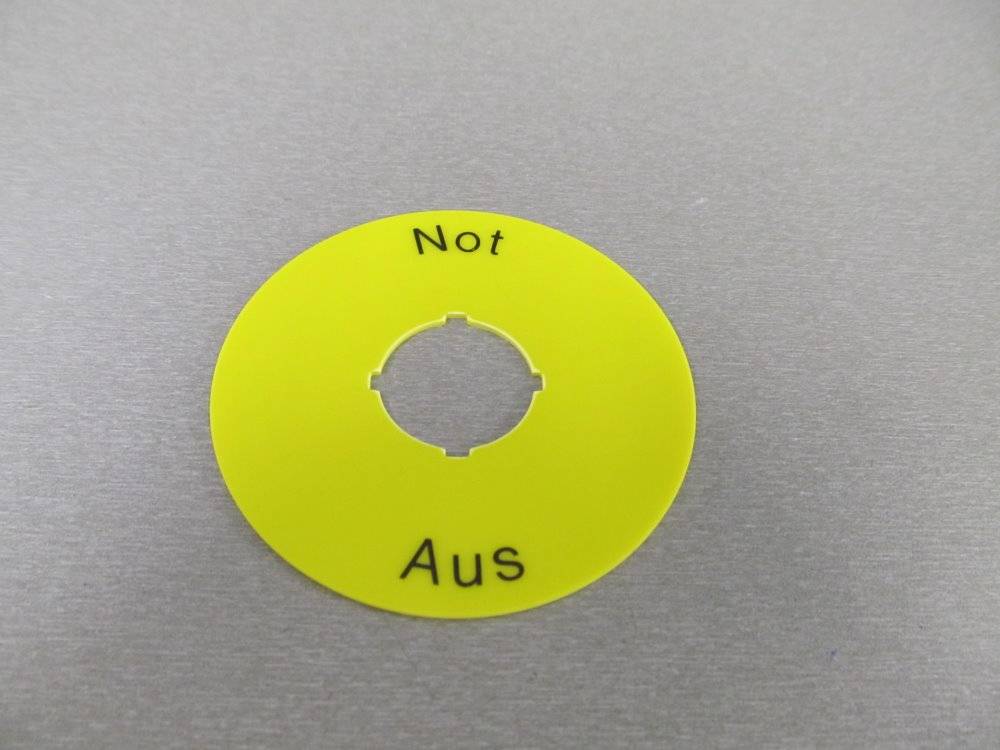 ABB Schild, Not Aus, PVC, gelb, D=70mm SCHILD F.NA,BLANCO - 1SFA616915R6005 - 10 Stück
