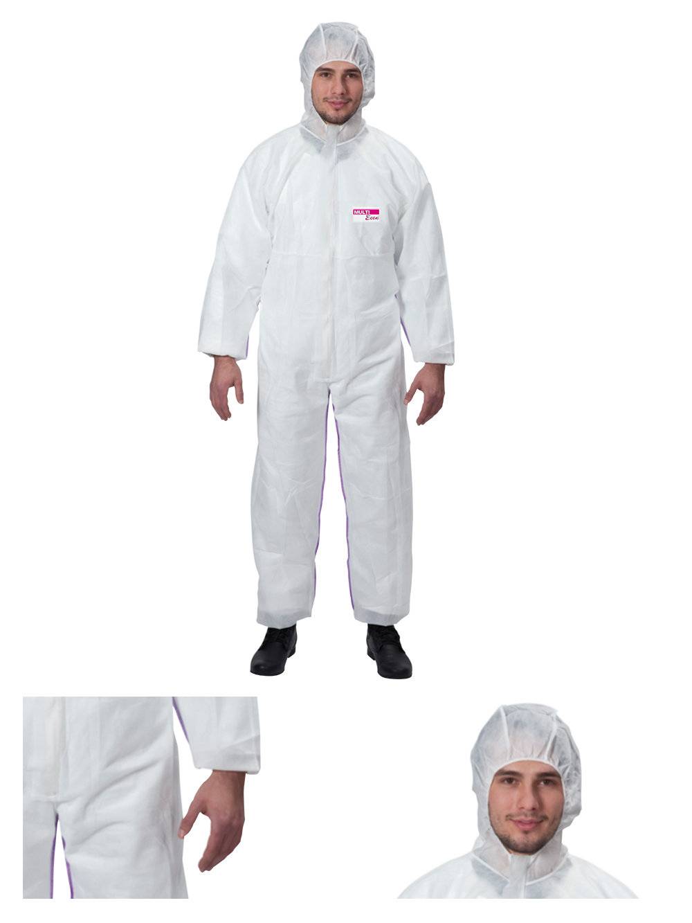 ECON weiß Gr. XXXL 3S, PP Overall weiss mit Kapuze Kat.I