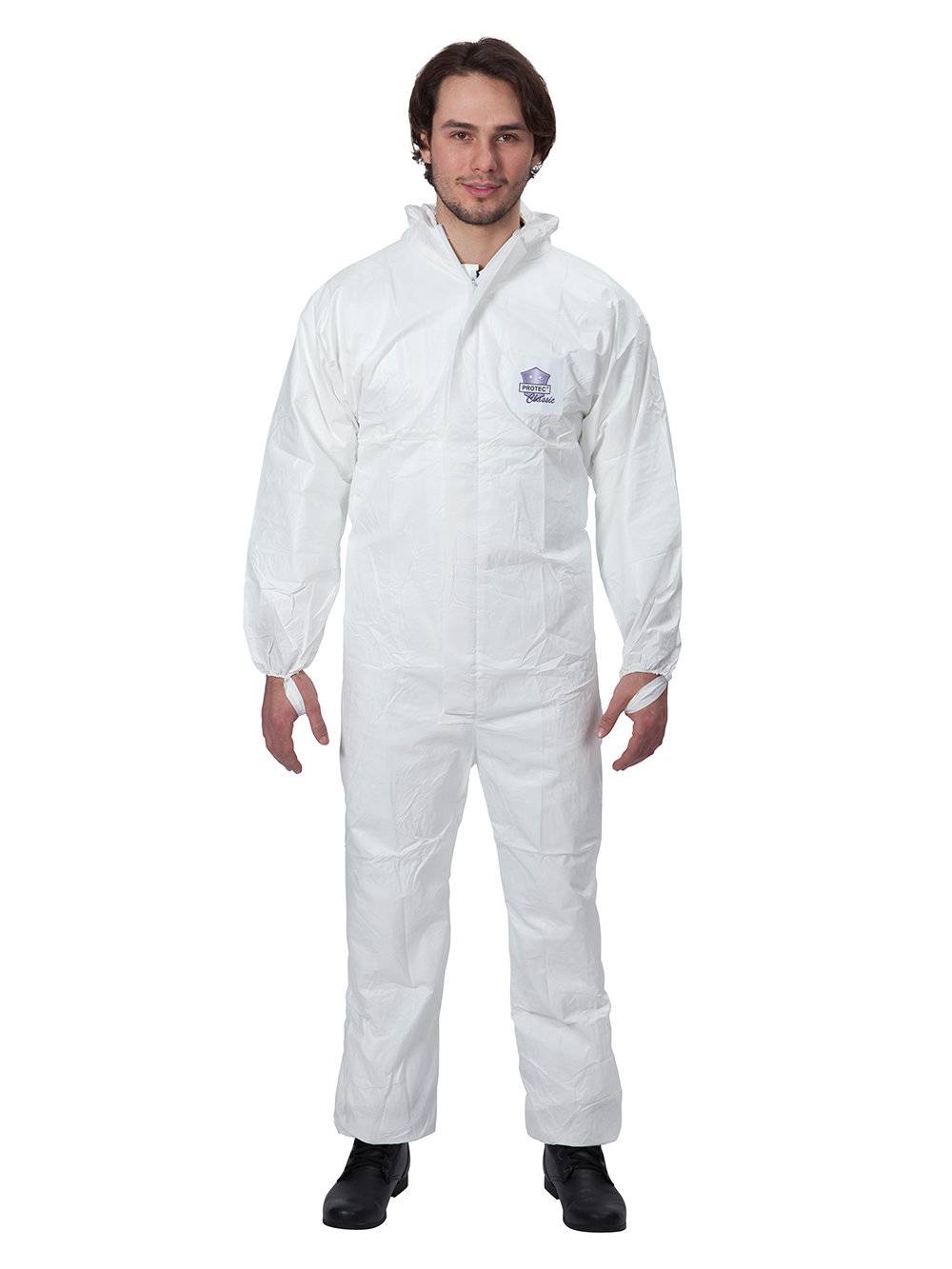 Protec Classic Overall Chemikalienschutzkleidung Schutzanzug EN14126 Kategorie 3 Typ 5/6 weiß XXXL