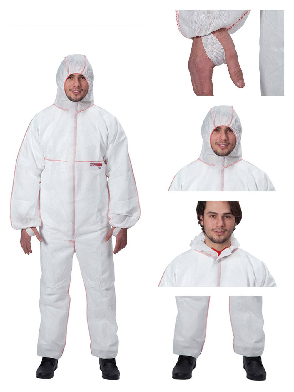 MULTI TEC weiß Gr. XXXL 3S, Chemikalienschutzkleidung, Overal weiss mit Kapuze