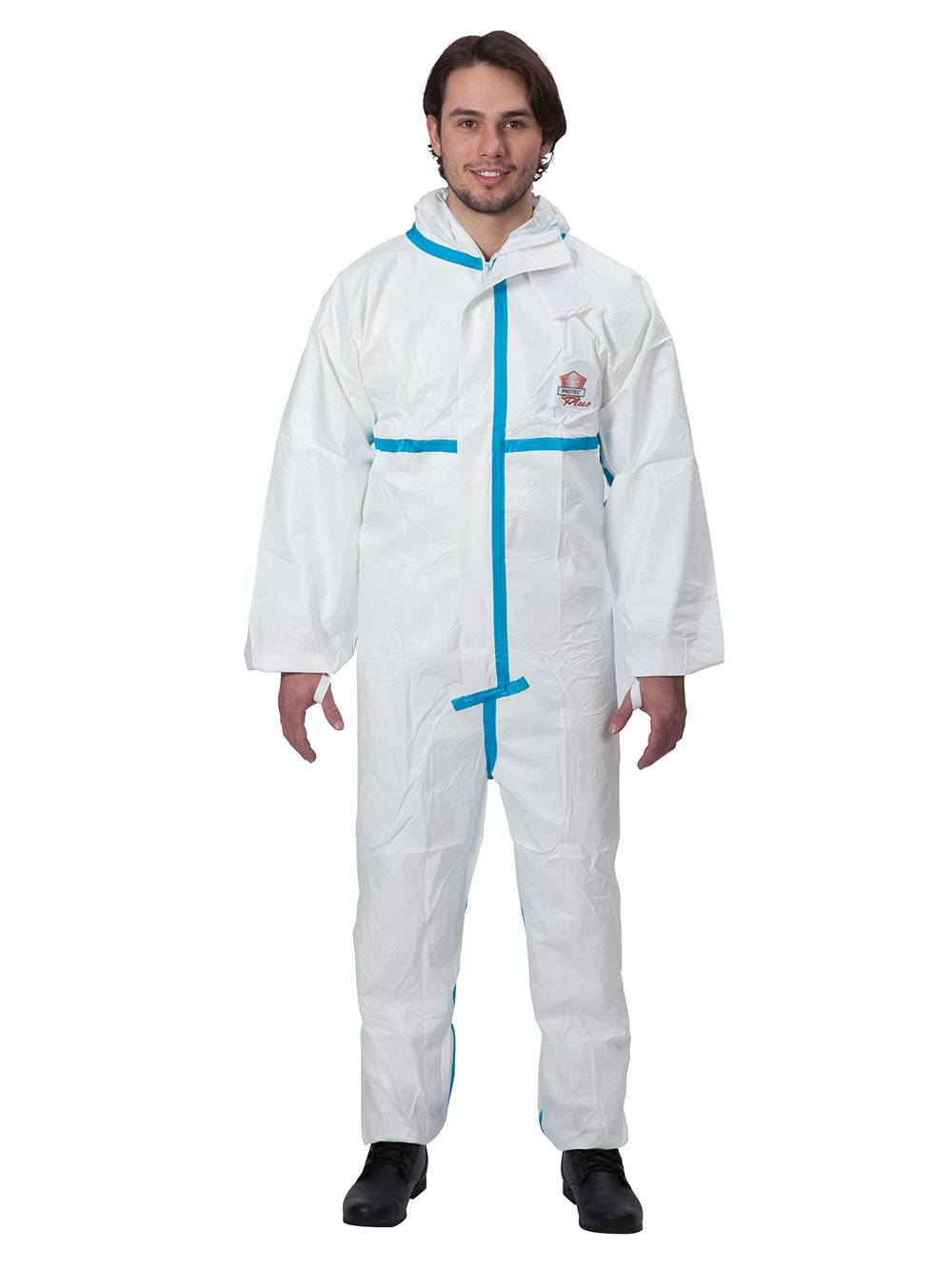 Protec Plus Overall Chemikalienschutzkleidung Schutzanzug EN14126 Kategorie 3 Typ 4/5/6 weiß XXXL
