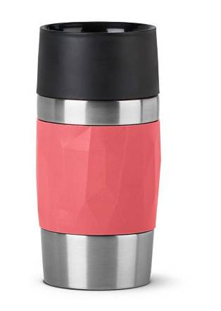 TRAVEL MUG Kompakter Thermobecher Koralle Edelstahl 0,3 Liter Schraubverschluss