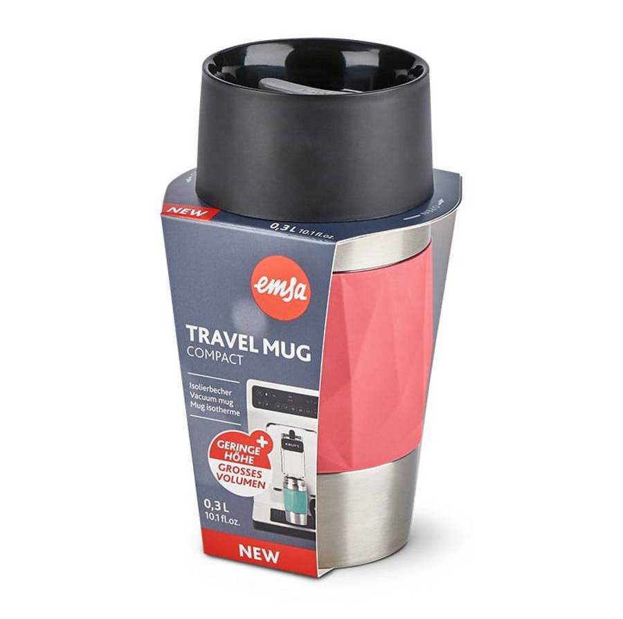 EMSA N21604 TRAVEL MUG COMPACT - Koralle - Silikon - Edelstahl - Edelstahl - Polypropylen (PP) - China - 0,3 ml