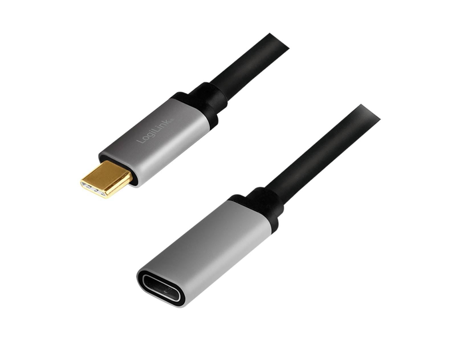 LOGILINK USB3.2 Kabel CUA0105, USB-C M/USB-C F, Alu, 4k, 0,5 m