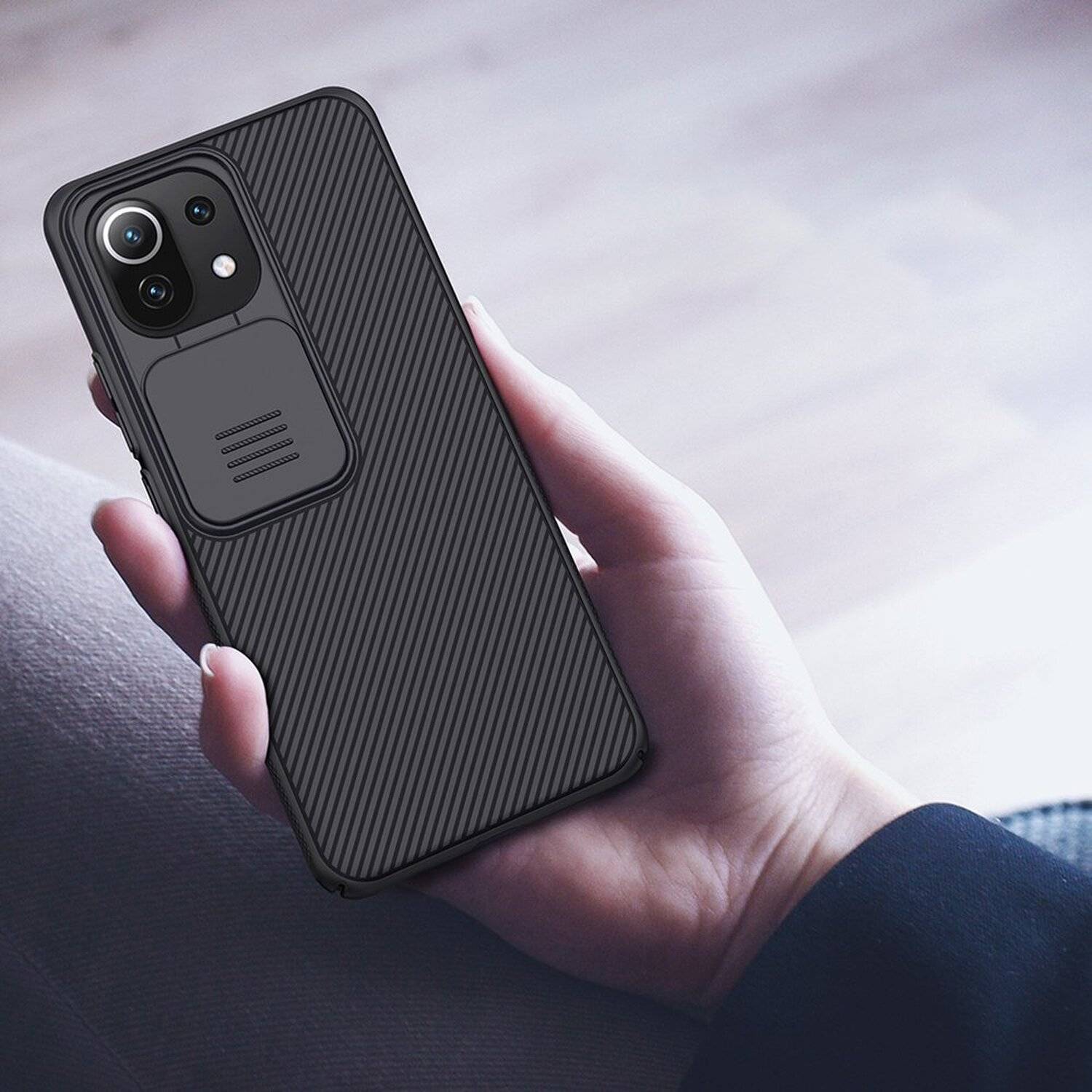 Nilkin CamShield Case Slim Handyhülle Schutzhülle mit Kameraschutz Kameraabdeckung kompatibel mit Xiaomi Mi 11 Lite